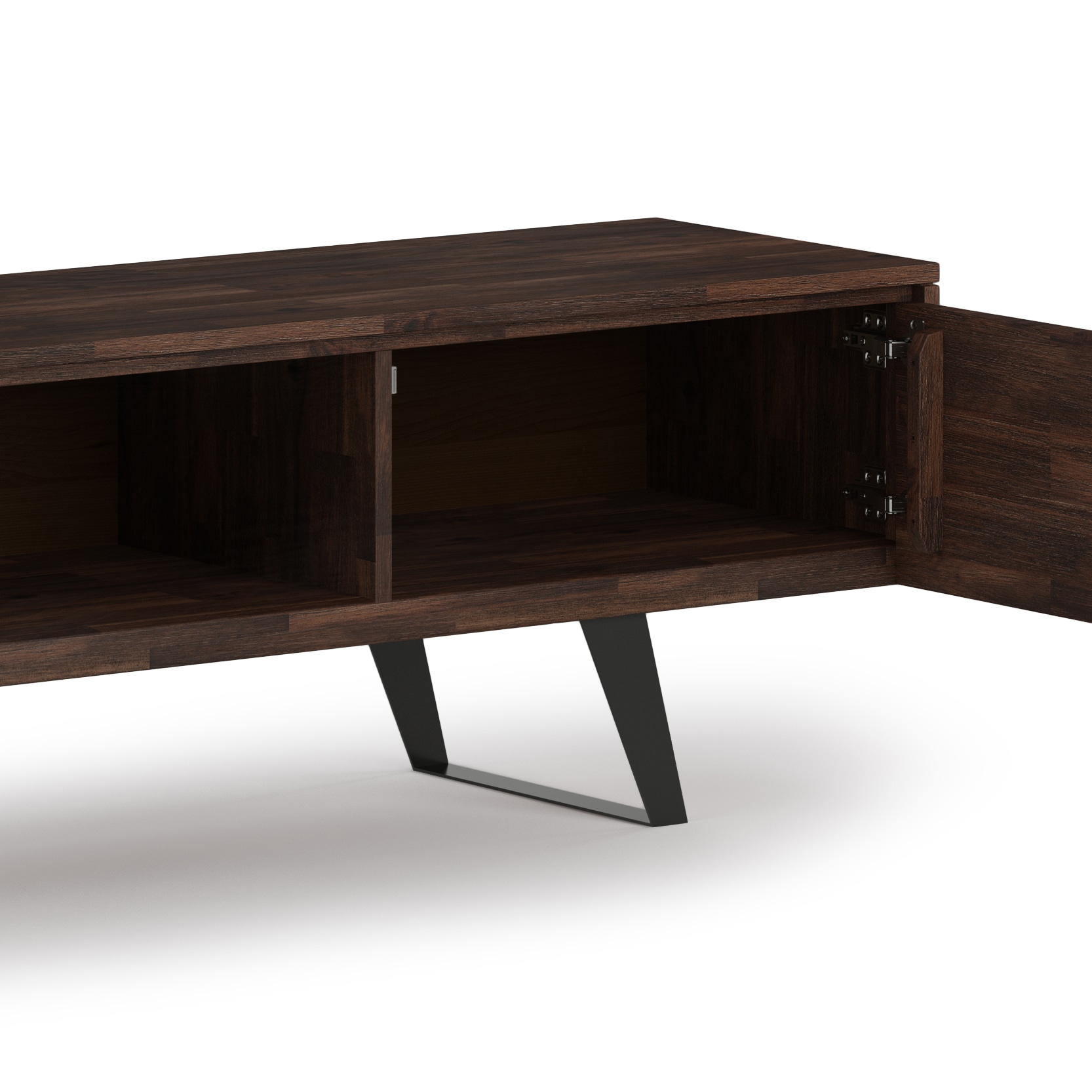 Lowry 72 Inch Distressed Charcoal Brown Acacia TV Media Stand