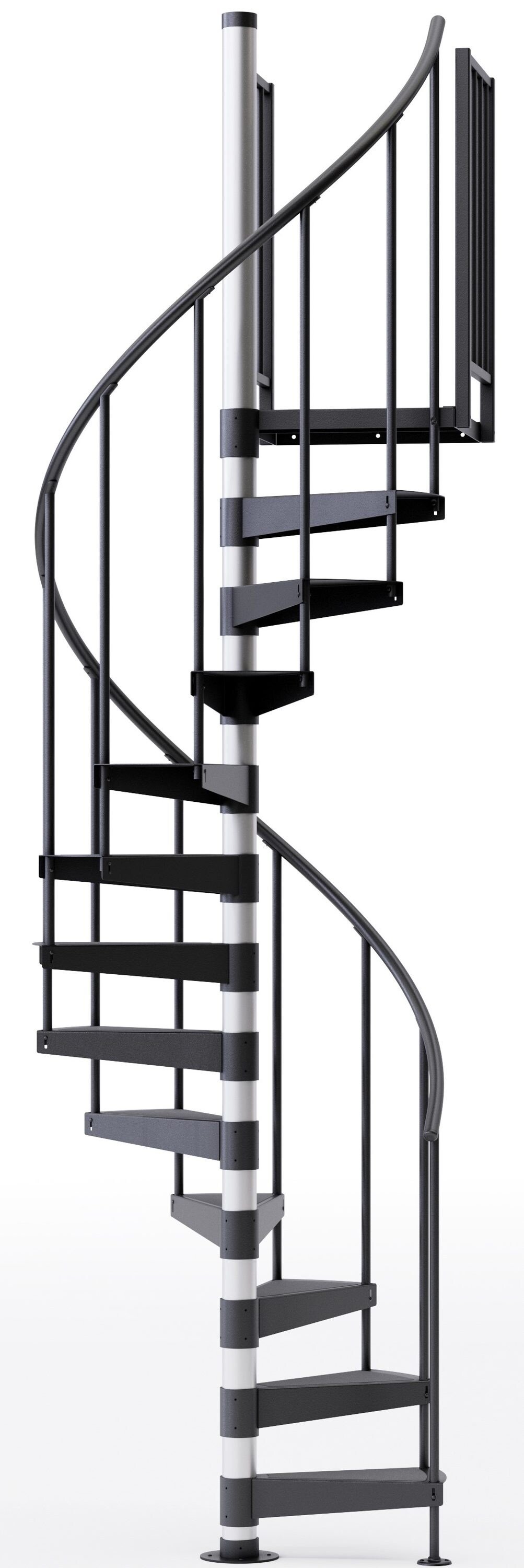 Mylen Stairs EC42P15V012 Reroute 42-in x 12.5-ft 2 Platform Rails Black Spiral Staircase Kit , Fits Height: 136-in to 152-in (15 treads) ( 15 Treads )