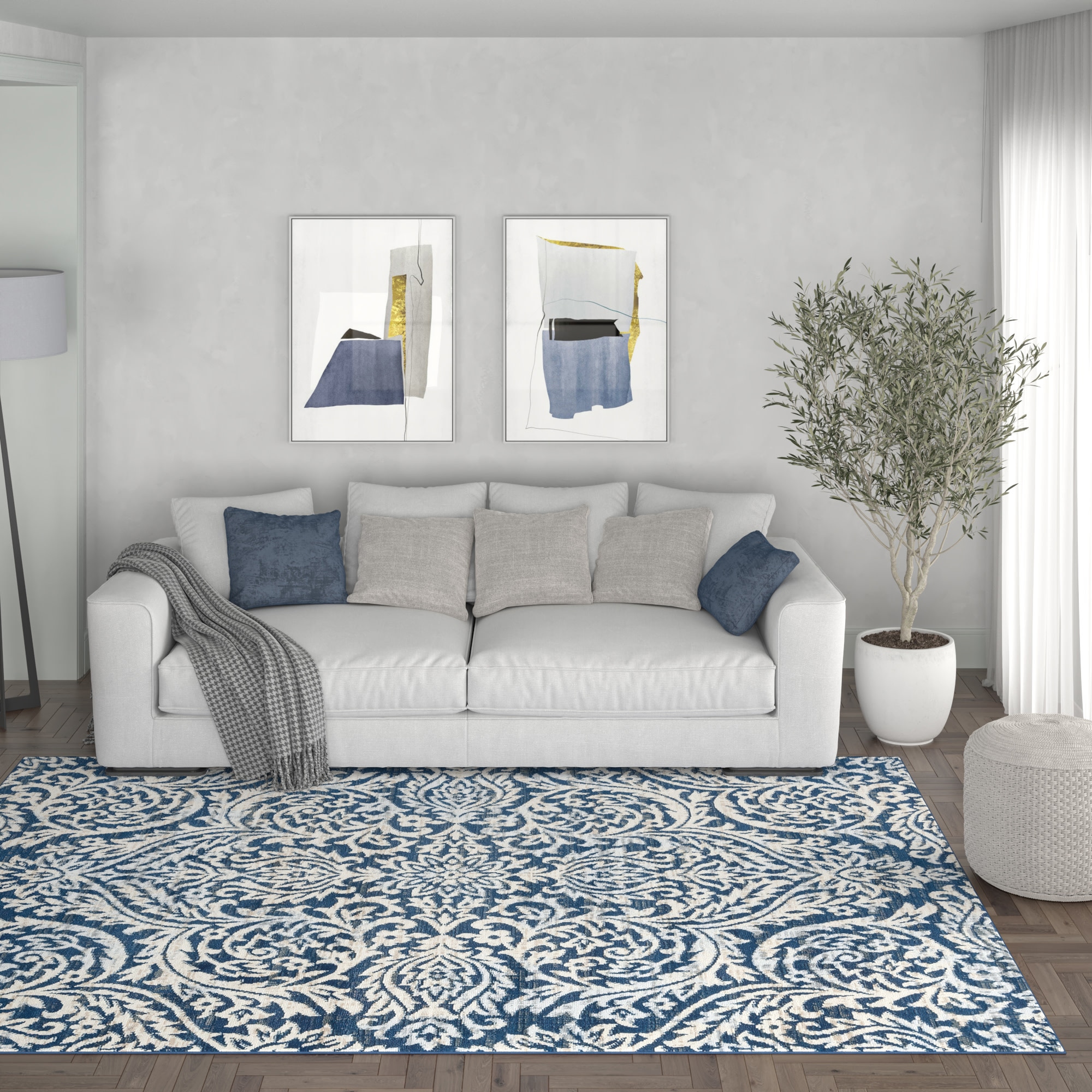 Tayse MDN4527 4X6 Madison 4 x 6 (ft) Loomed Polypropylene Dark Blue Rectangular Indoor Area rug
