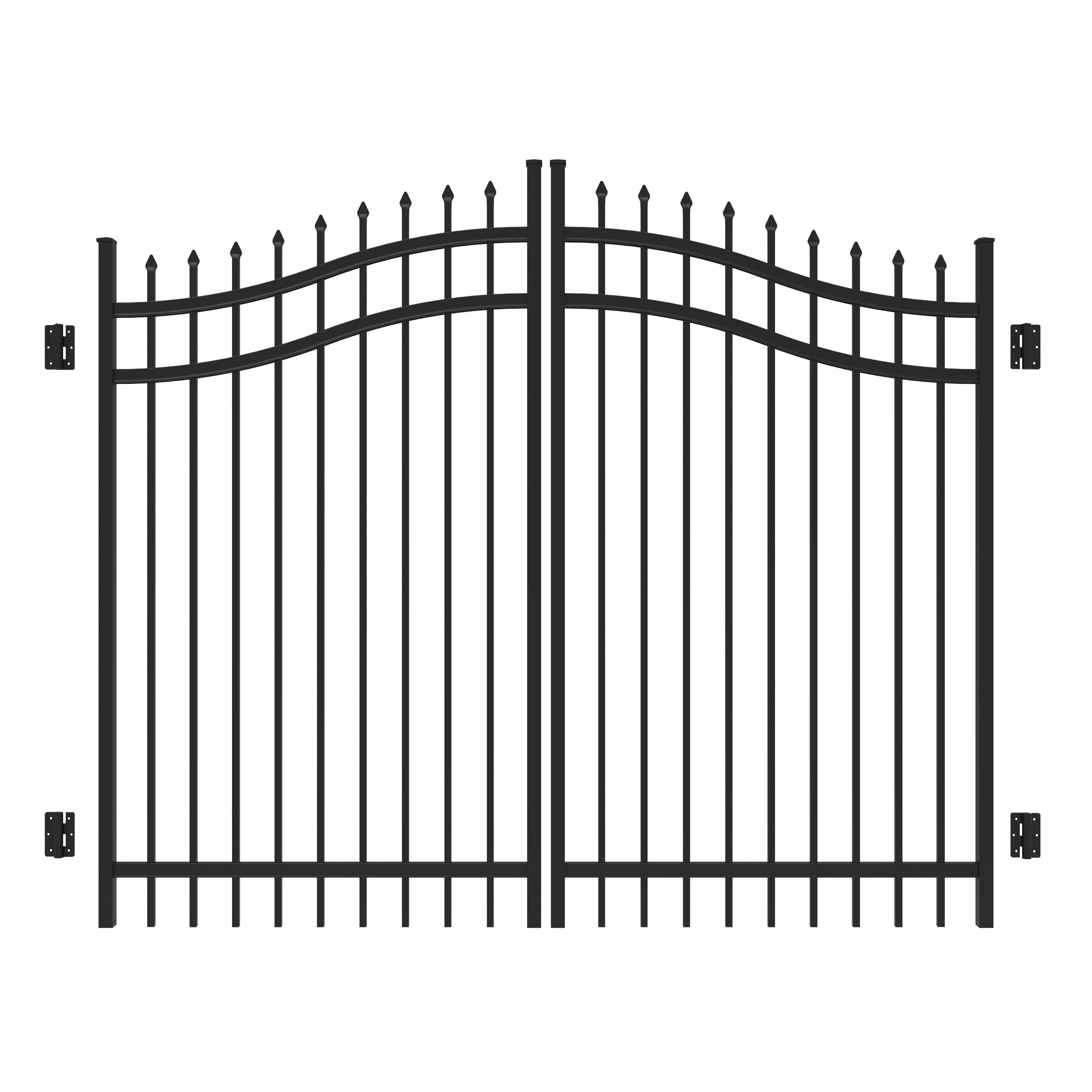 Freedom 73016744 Providence 6-ft H x 8-ft W Black Aluminum Decorative Walk-thru Spaced picket Fence gate