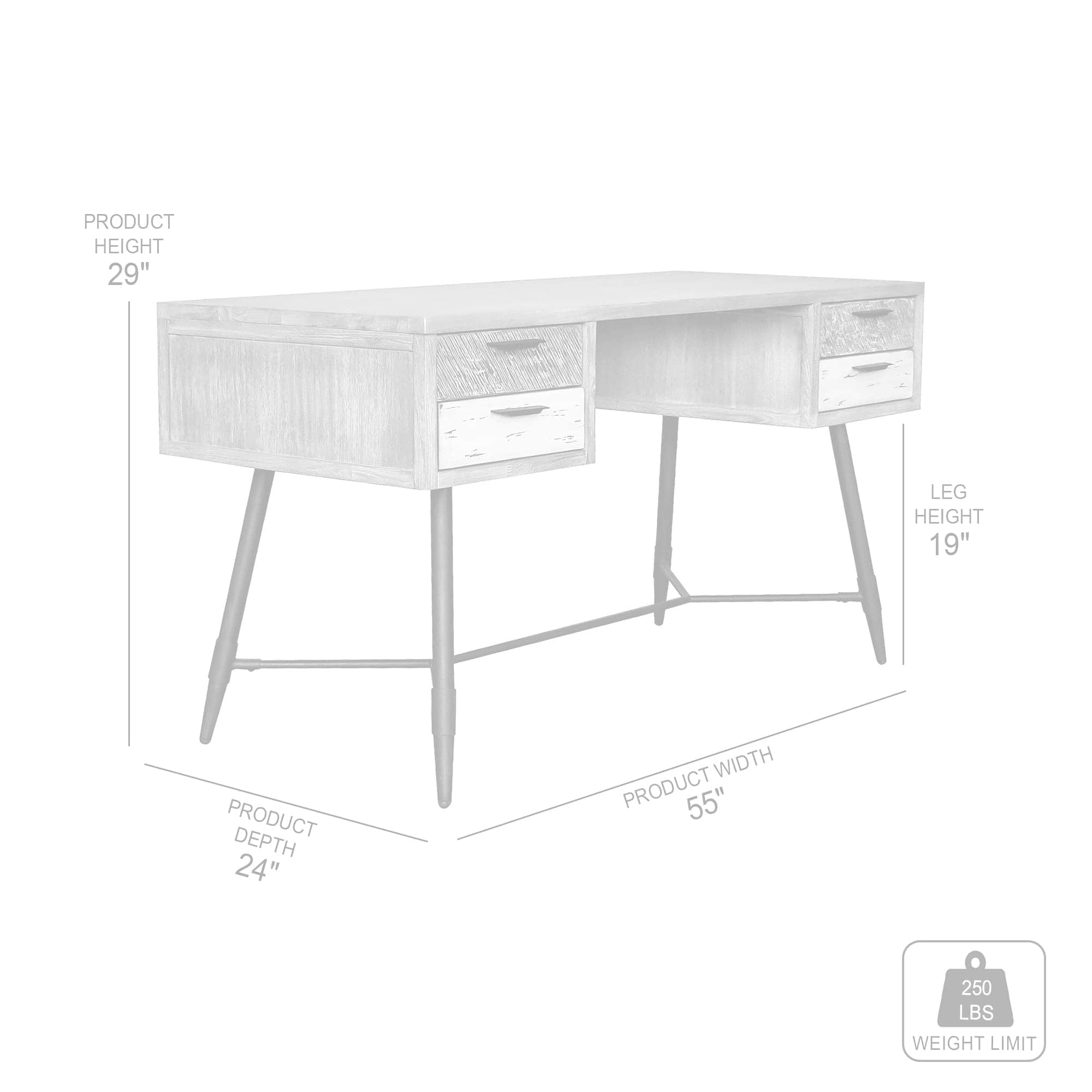 Transitional Two-Tone Acacia Wood Desk with Sleek Black Base