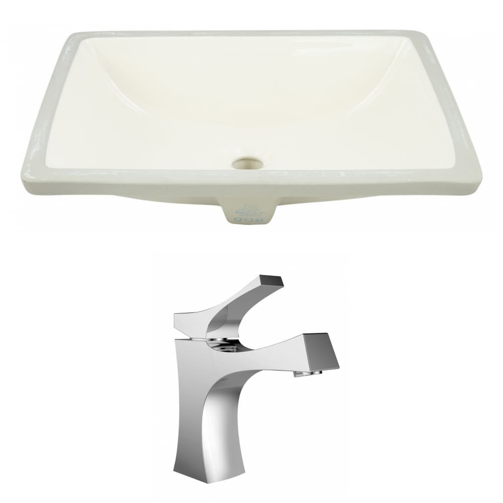 American Imaginations 18.25-in. W CUPC Rectangle Undermount Sink Set in Biscuit - Black Hardware - Overflow Drain Incl.