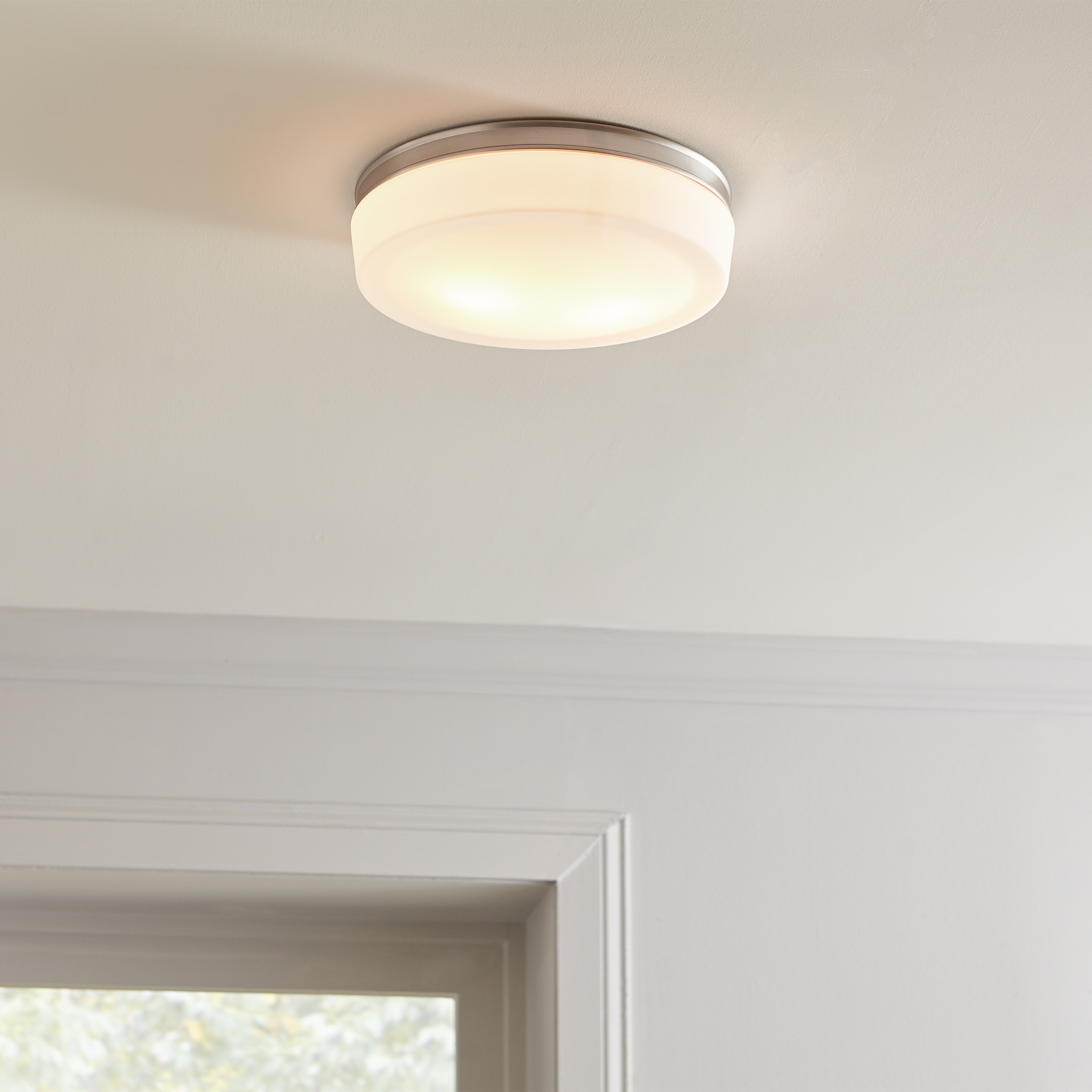 Generation Lighting FM504SN Issen 1 -Light 13.5-in Satin Nickel Flush Mount Light