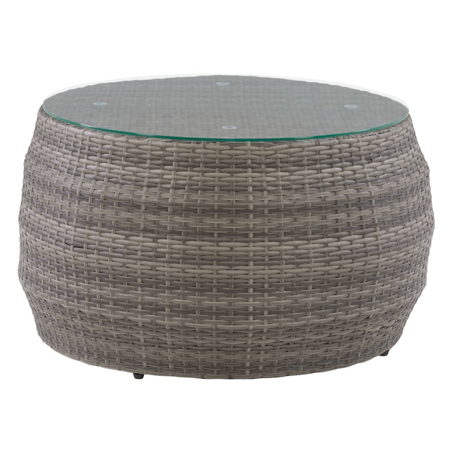 Round Wicker Outdoor Coffee Table, Round Wicker Ottoman Table