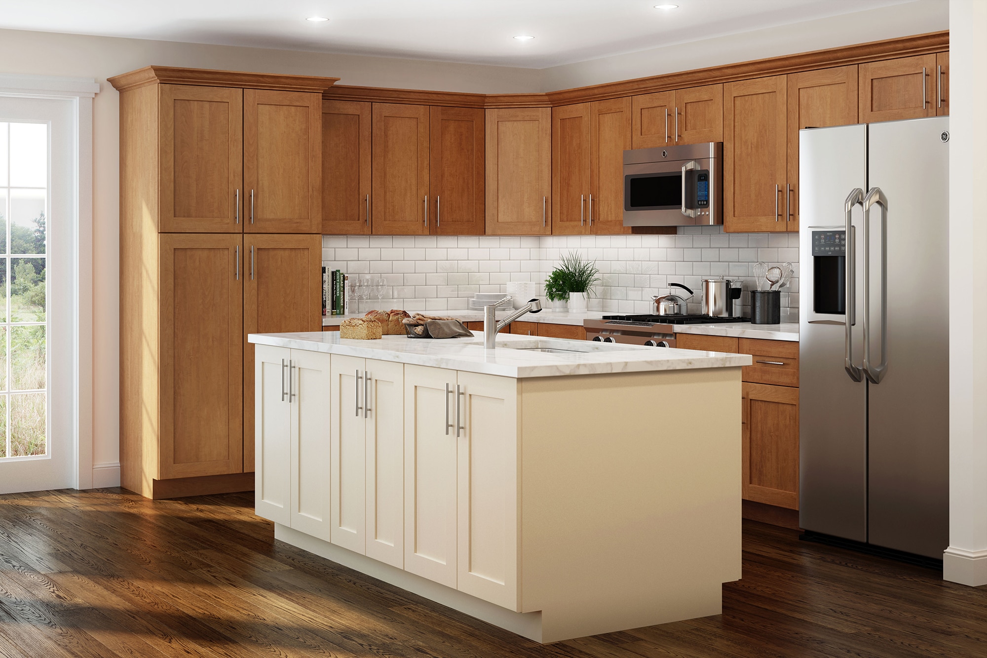 Luxxe Cabinetry Heston 24-in W x 34.5-in H x 24-in D Cider Stained Door ...