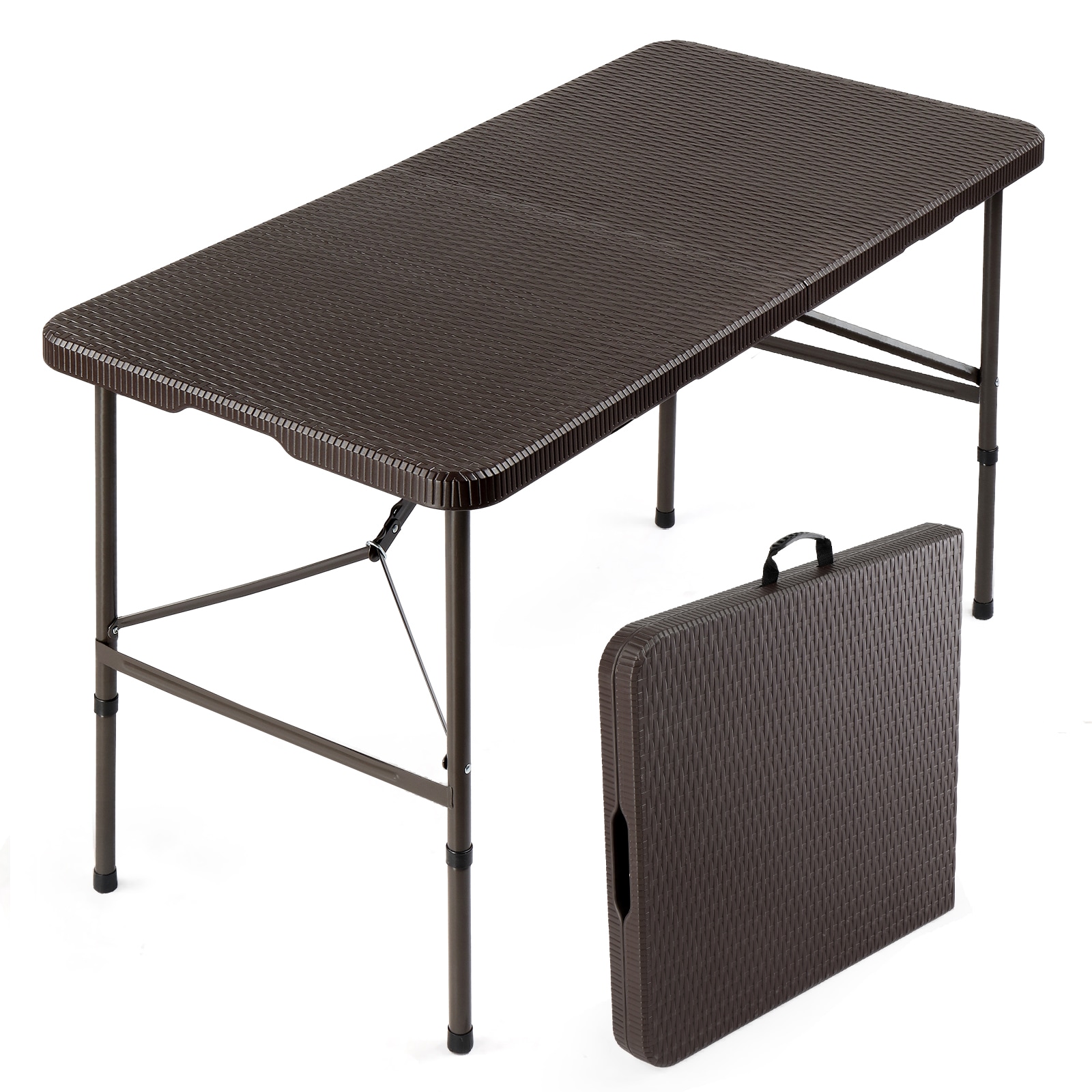 VINGLI - 1 Pack 4-feet Brown Plastic Folding Bench for Outdoor Multipurpose Entertaining Activities
