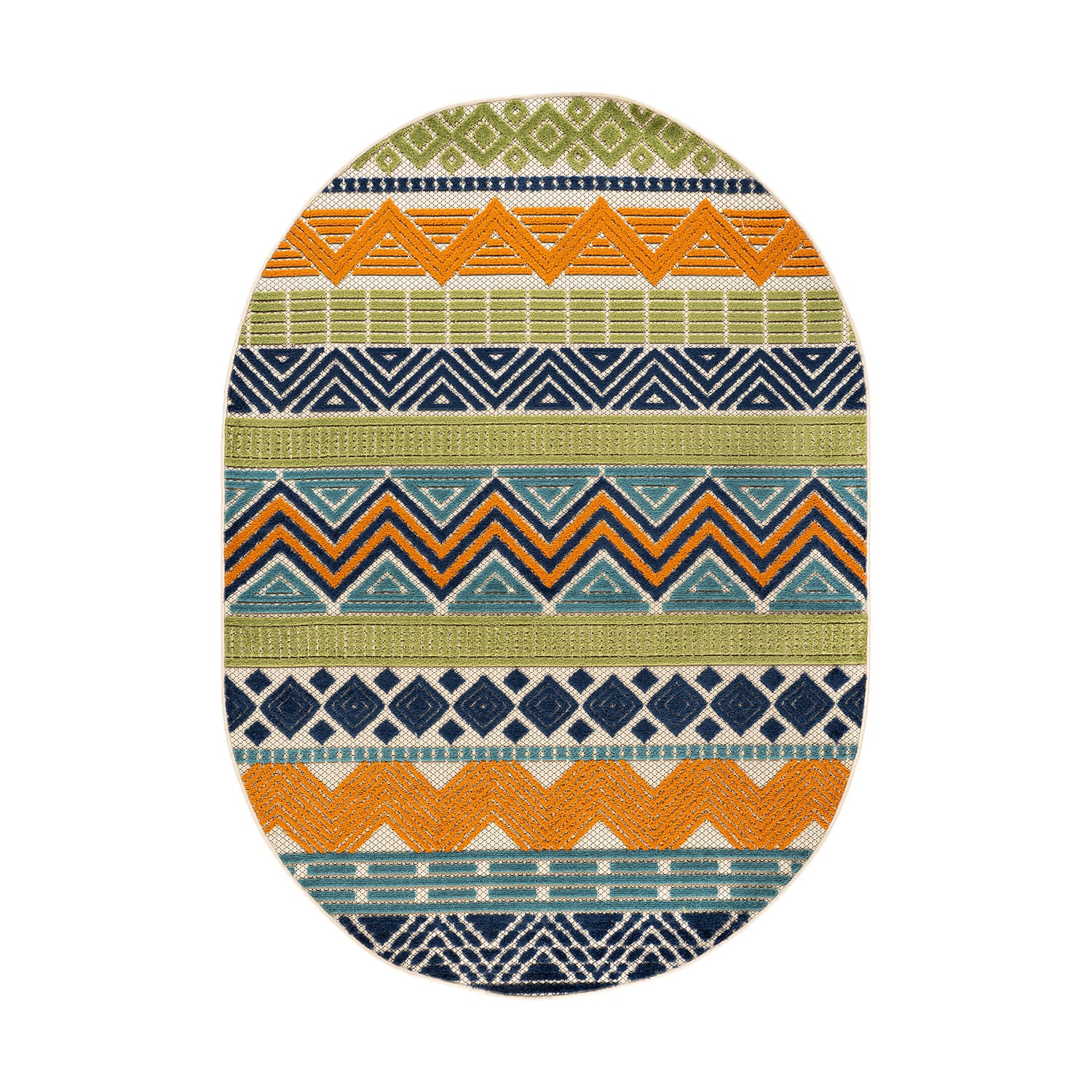 World Rug Gallery 5559MULTI5OV Siena 5 x 7 (ft) Flatweave Multi Oval Indoor/Outdoor Geometric Pet Friendly Area rug