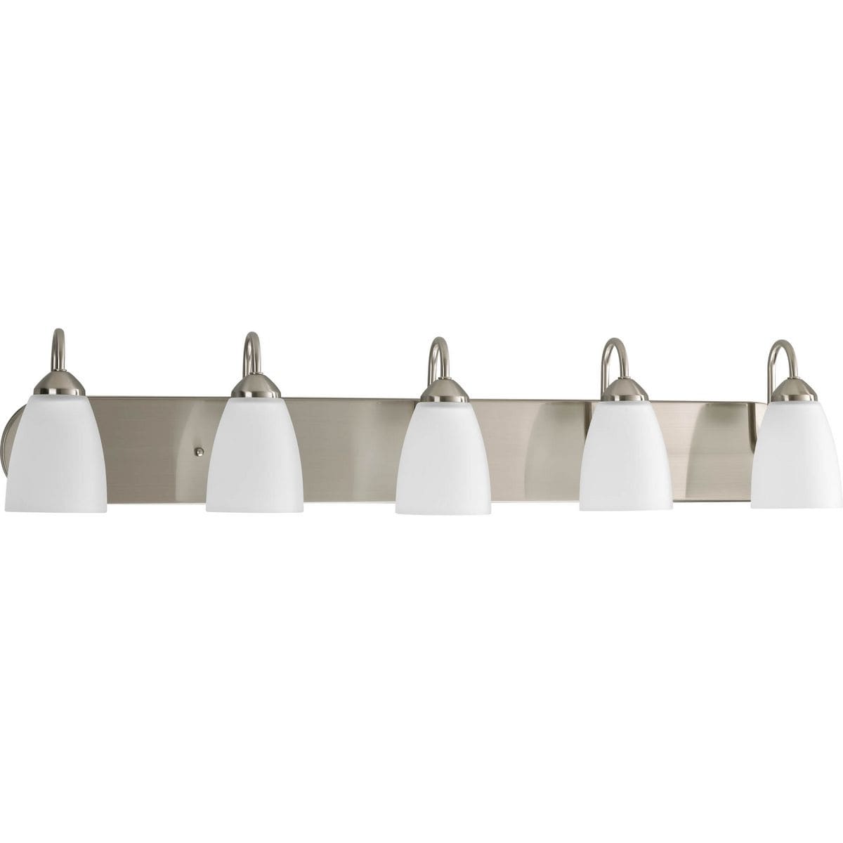 Brushed Nickel 5-Light Bath Vanity with Etched Glass Shades