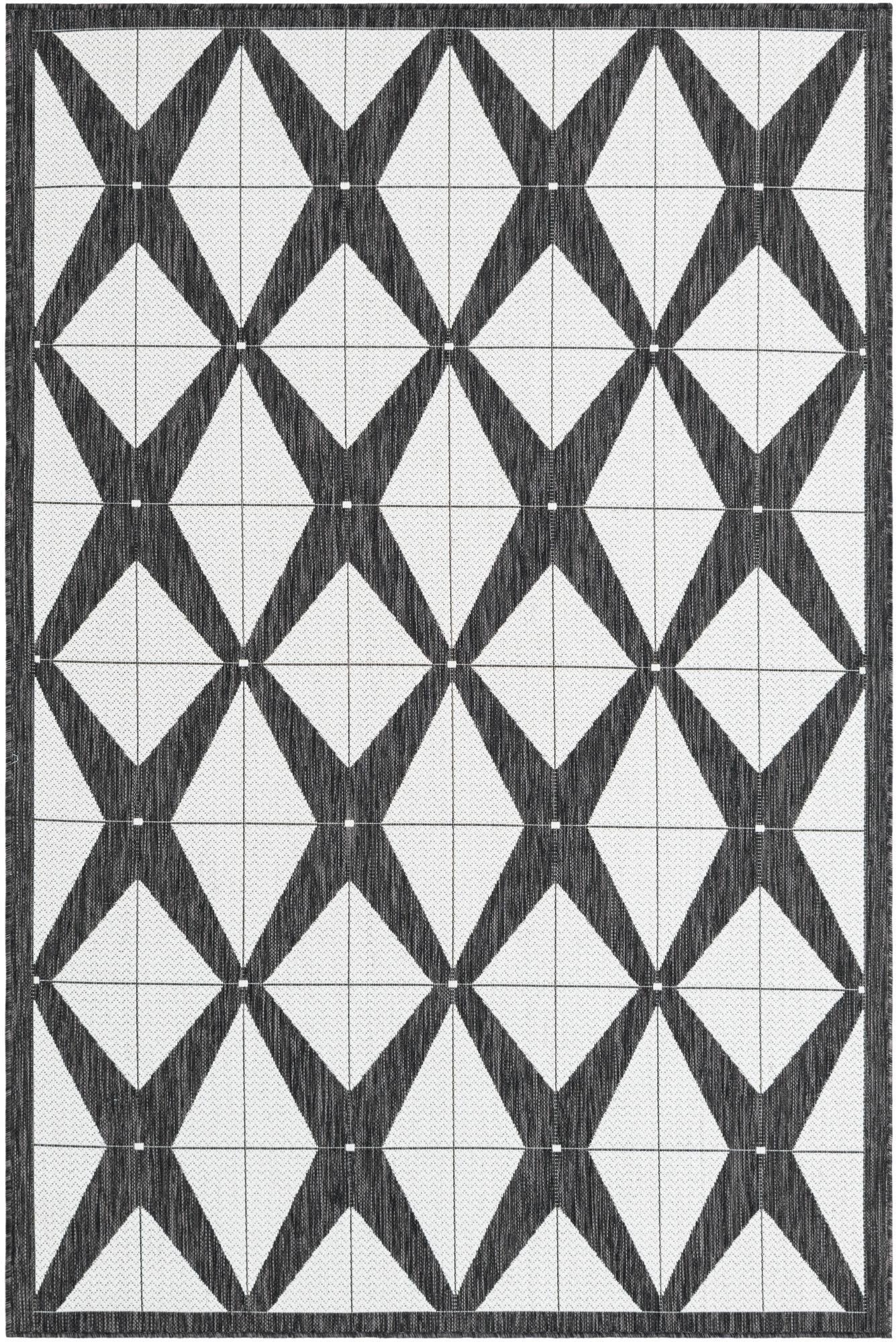 Unique Loom X-Outdoor Modern Collection 5x8 Rectangular Black and White ...