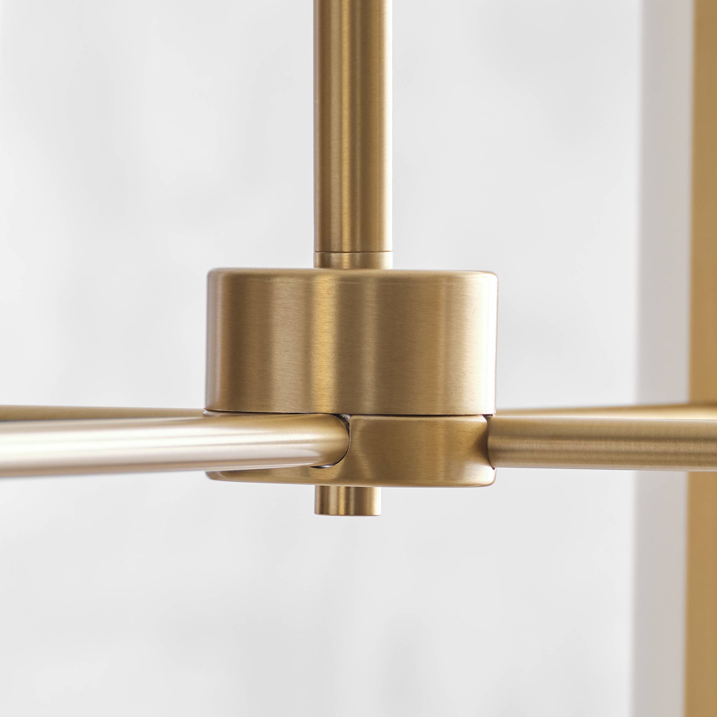 Satin Brass 8-Light Chandelier with White Linen Shades