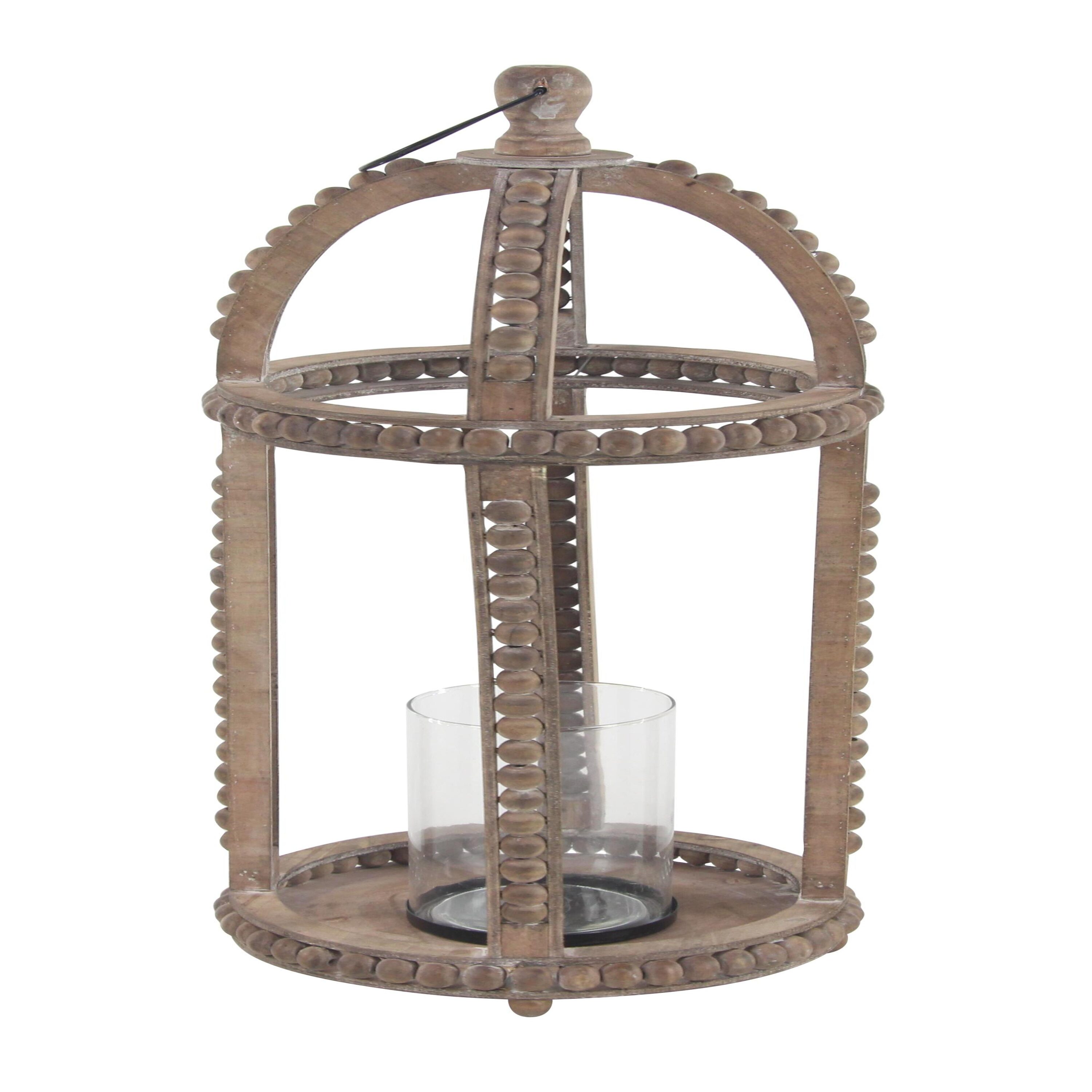 29" Brown Reclaimed Wood Hanging Candle Lantern