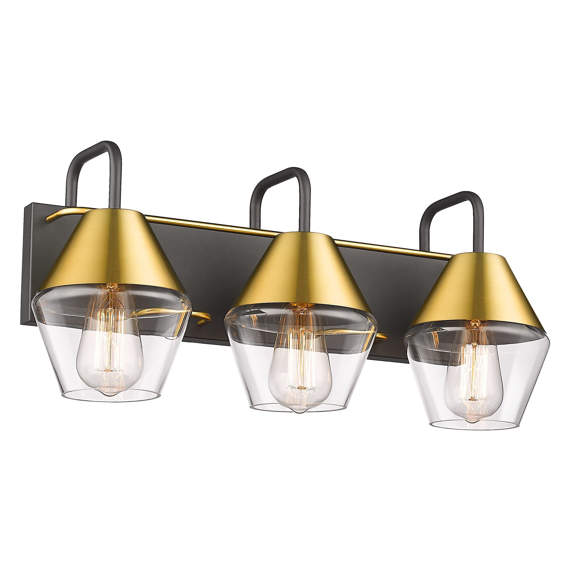 LTMATE LS5HZG60B-3W BK+BG JAZAVA 22-in 3 -Light Matte Black Modern/contemporary Vanity light