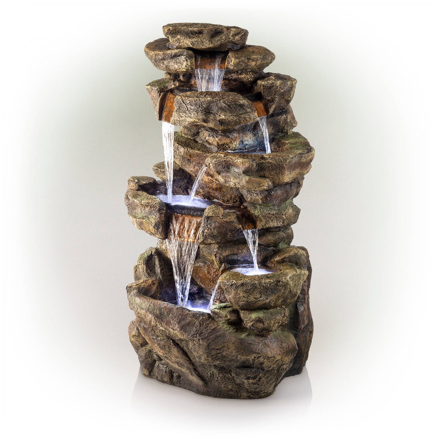 Alpine Corporation 51-in H Resin Tiered Outdoor Fountain Pump Included ...