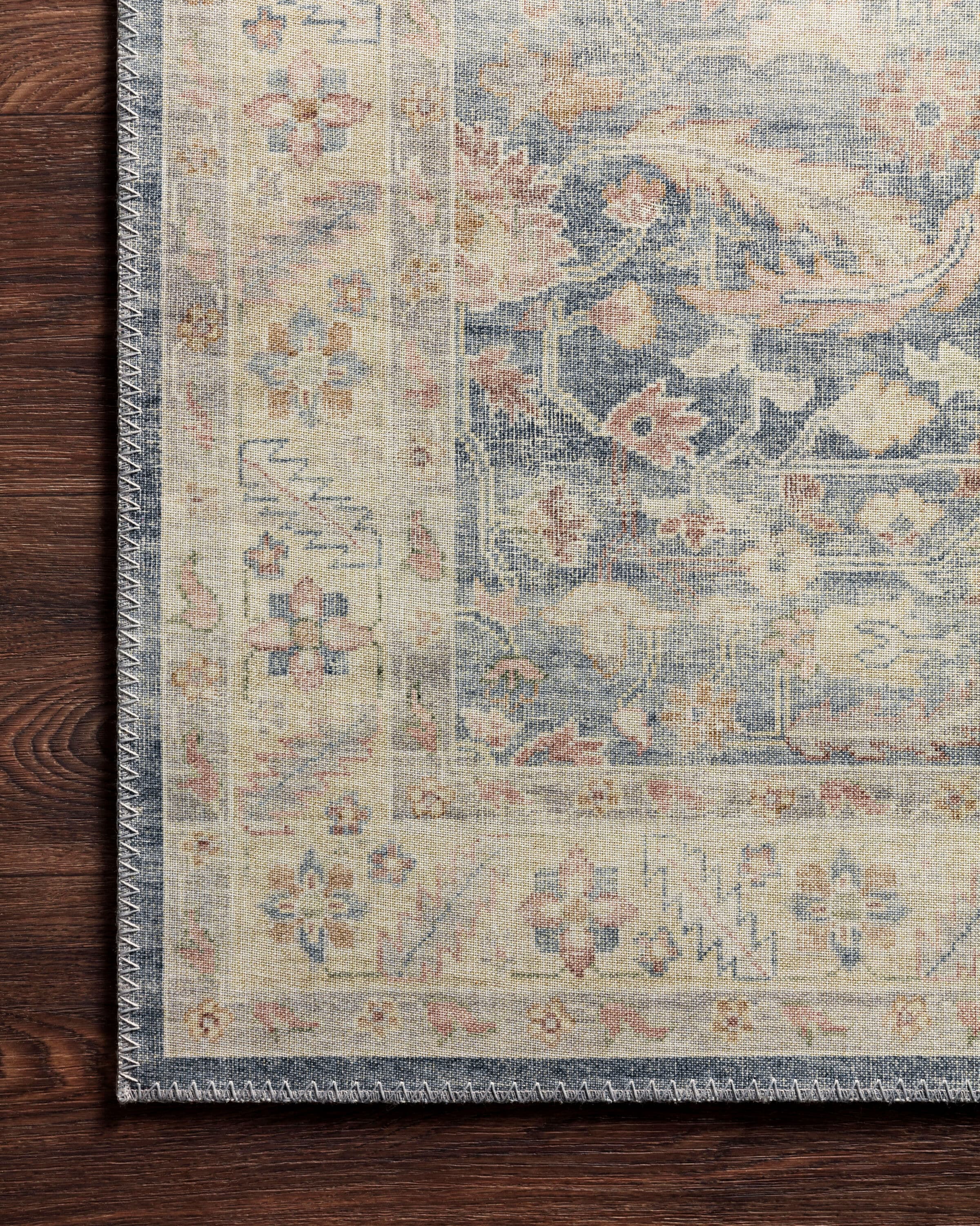 Serene Blue 9' x 12' Vintage-Modern Synthetic Area Rug