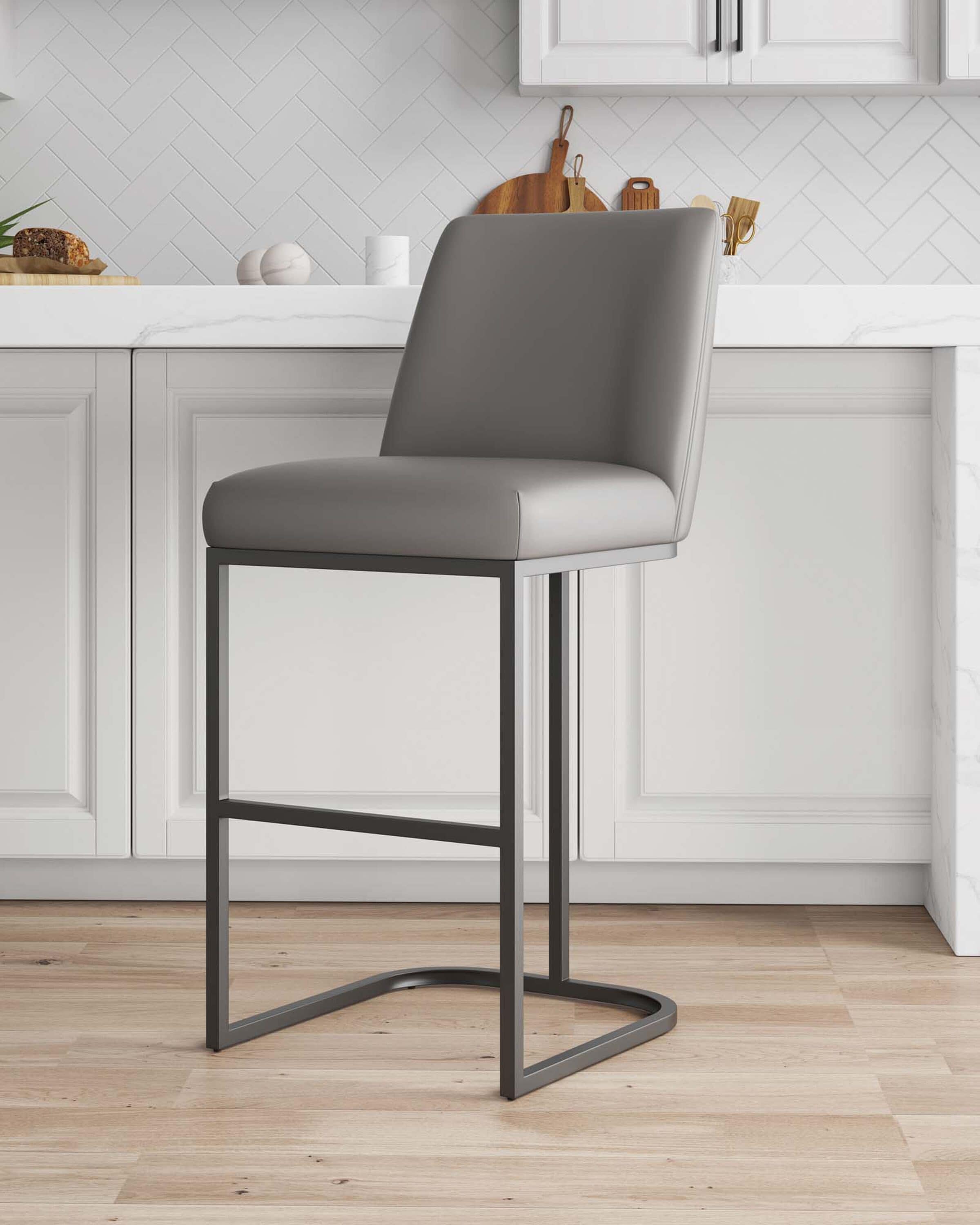 Manhattan Comfort BS020-GY Grey 29.13-in H Bar height (28-in to 33-in) Square Seat Upholstered Metal Back Bar Stool Back