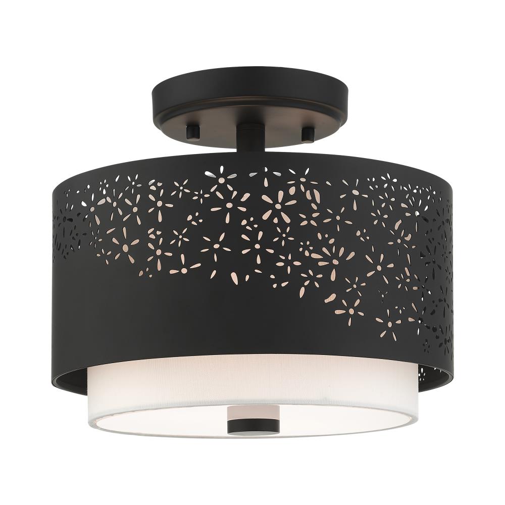 Livex Lighting 46267-04 Noria 2 -Light 12-in Matte Black Semi Flush Mount Light
