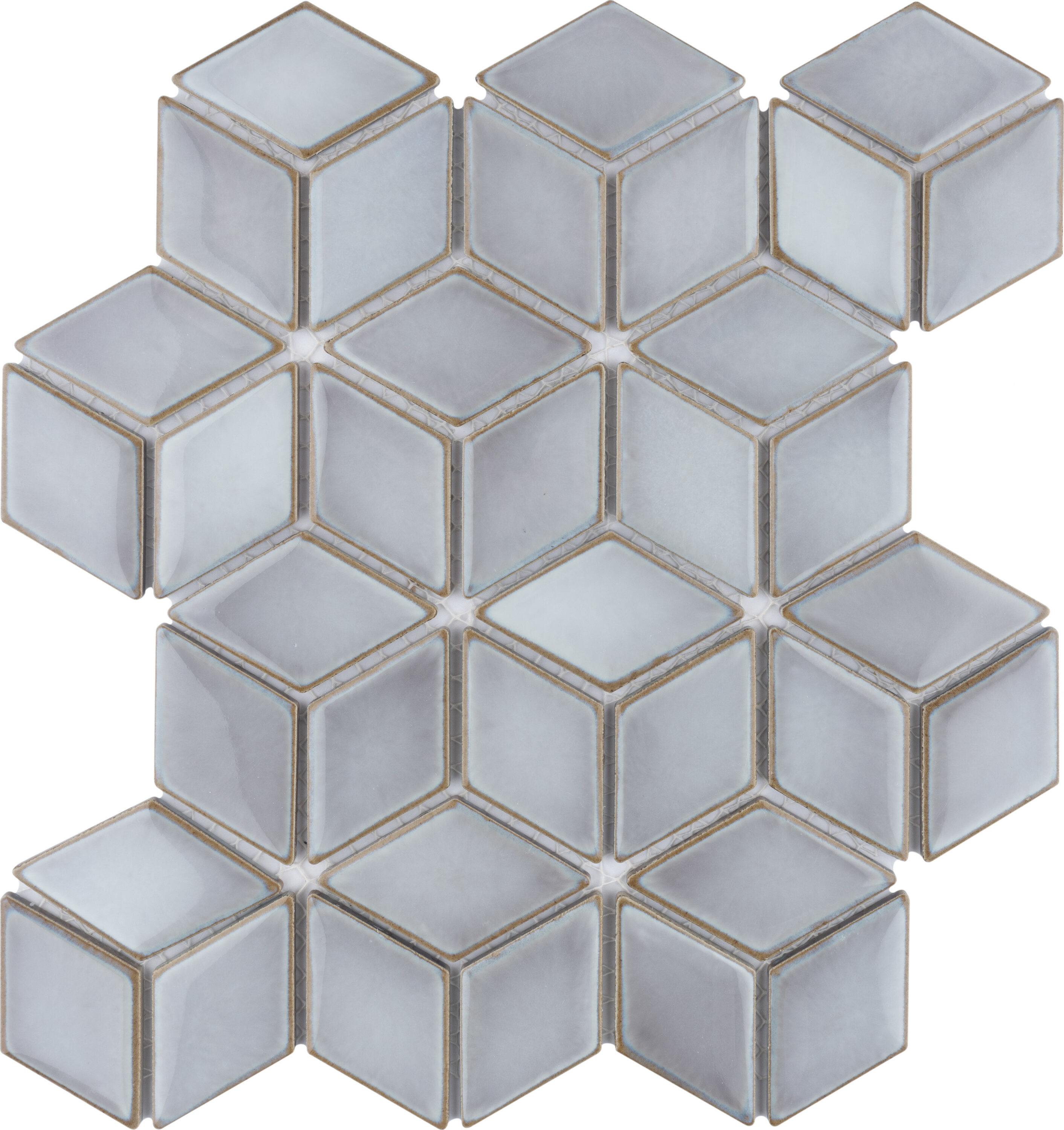 Affinity Tile S1FKORHO12 Sample - Hudson Rhombus Grey Eye 6-in x 6-in Glossy Porcelain Floor and Wall Tile