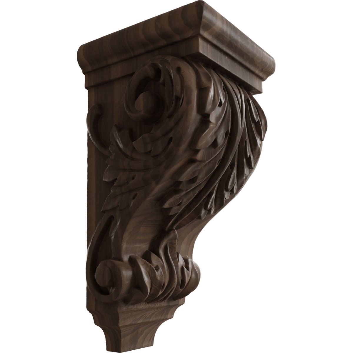 Ekena Millwork CORW05X05X10ACWA 5-in x 5-in x 10-in Unfinished Walnut Wood Paintable/Stainable Corbel