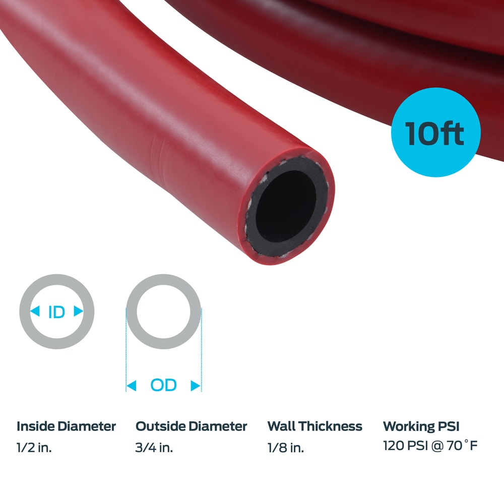 EZ-FLO 1/2-in ID x 10-ft PVC Red High-pressure Spray Hose in the