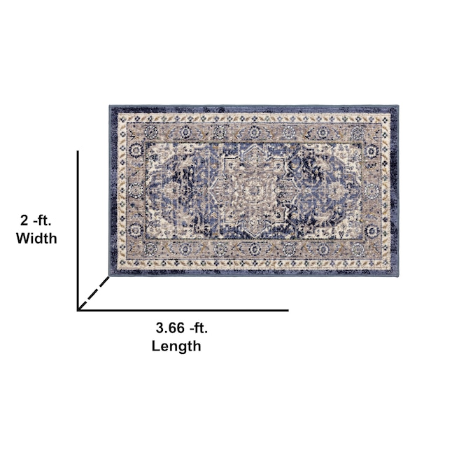 allen + roth Evelyn 2 x 4 Blue Indoor Geometric French Country Throw ...