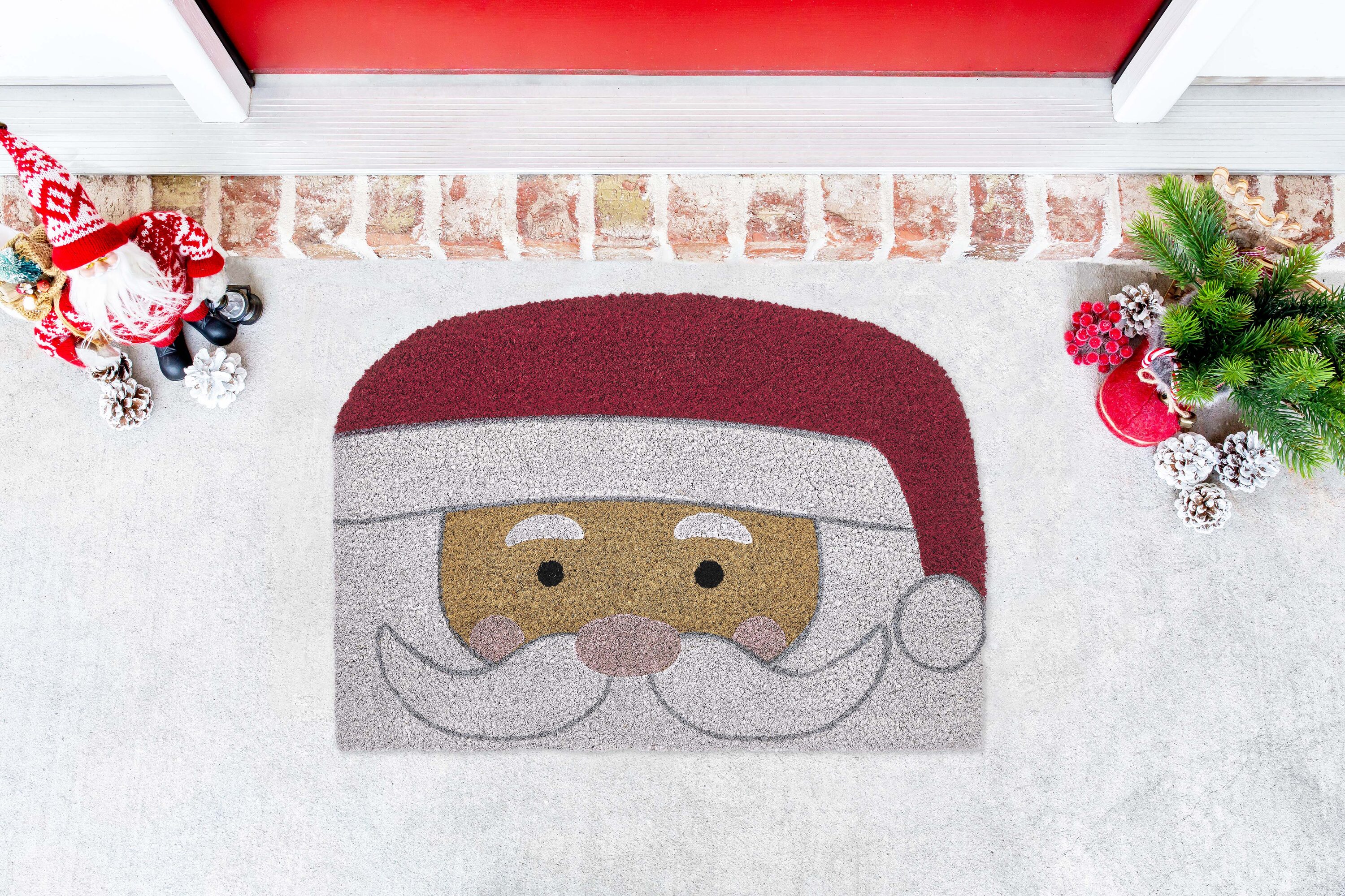 VCNY Home SA6-MAT-1724-IN 17-in x 24-in White Red Coir Non-Slip Grip Outdoor Winter Door Mat