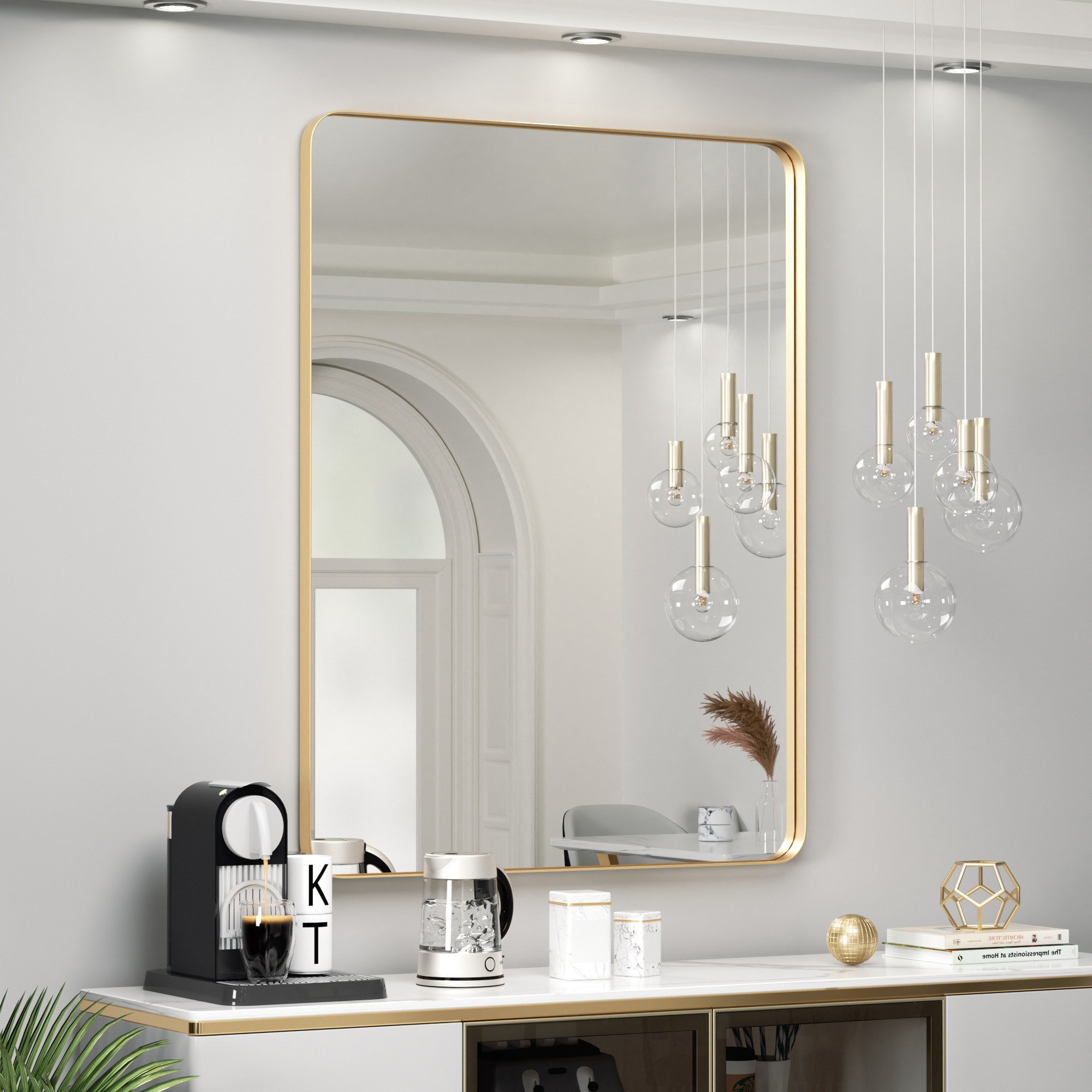 Clavie 24-in W x 36-in H Gold Framed Wall Mirror