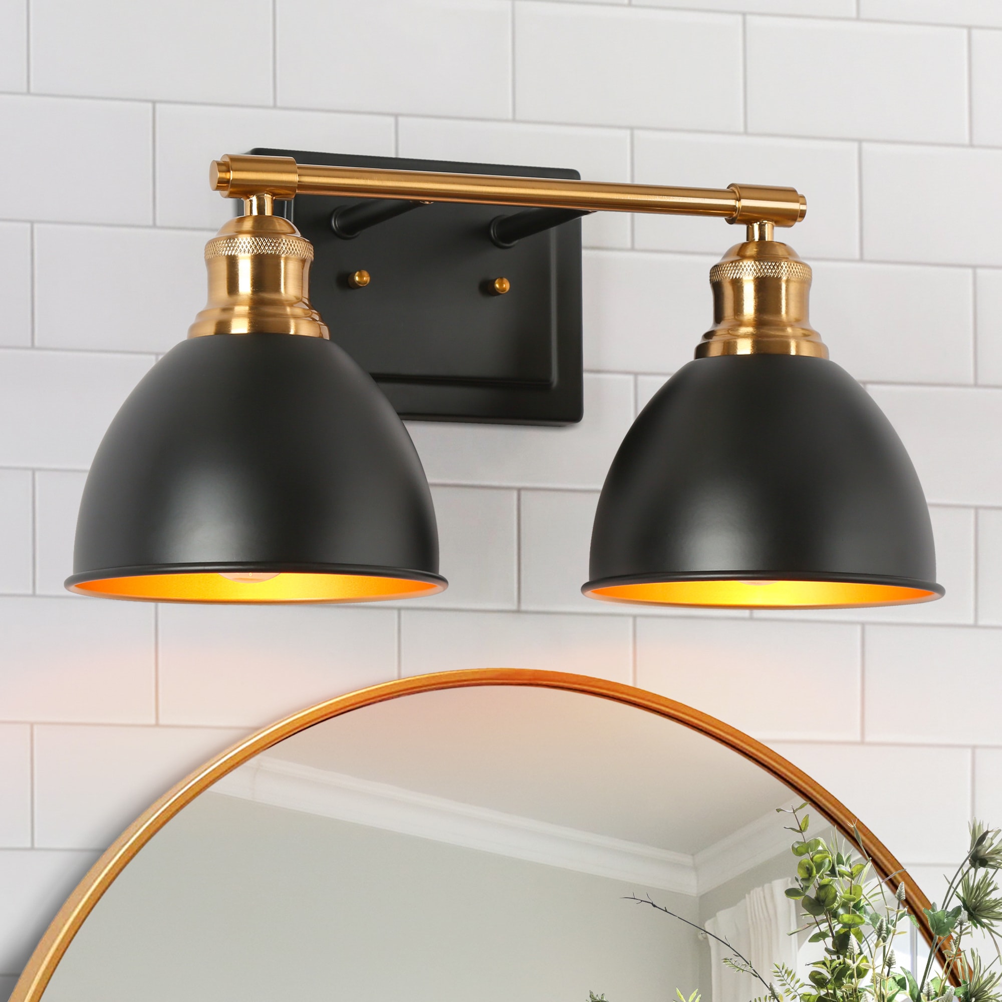 ZEVNI Cohan 16-in 2 Light Matte Black Industrial Bathroom Vanity light