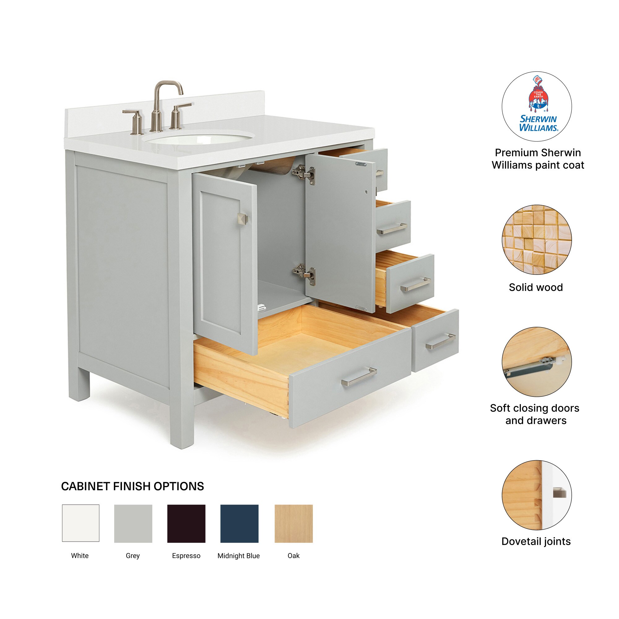 ARIEL A037SLWQOVOGRY Bath-Vanity-Combo - View #4