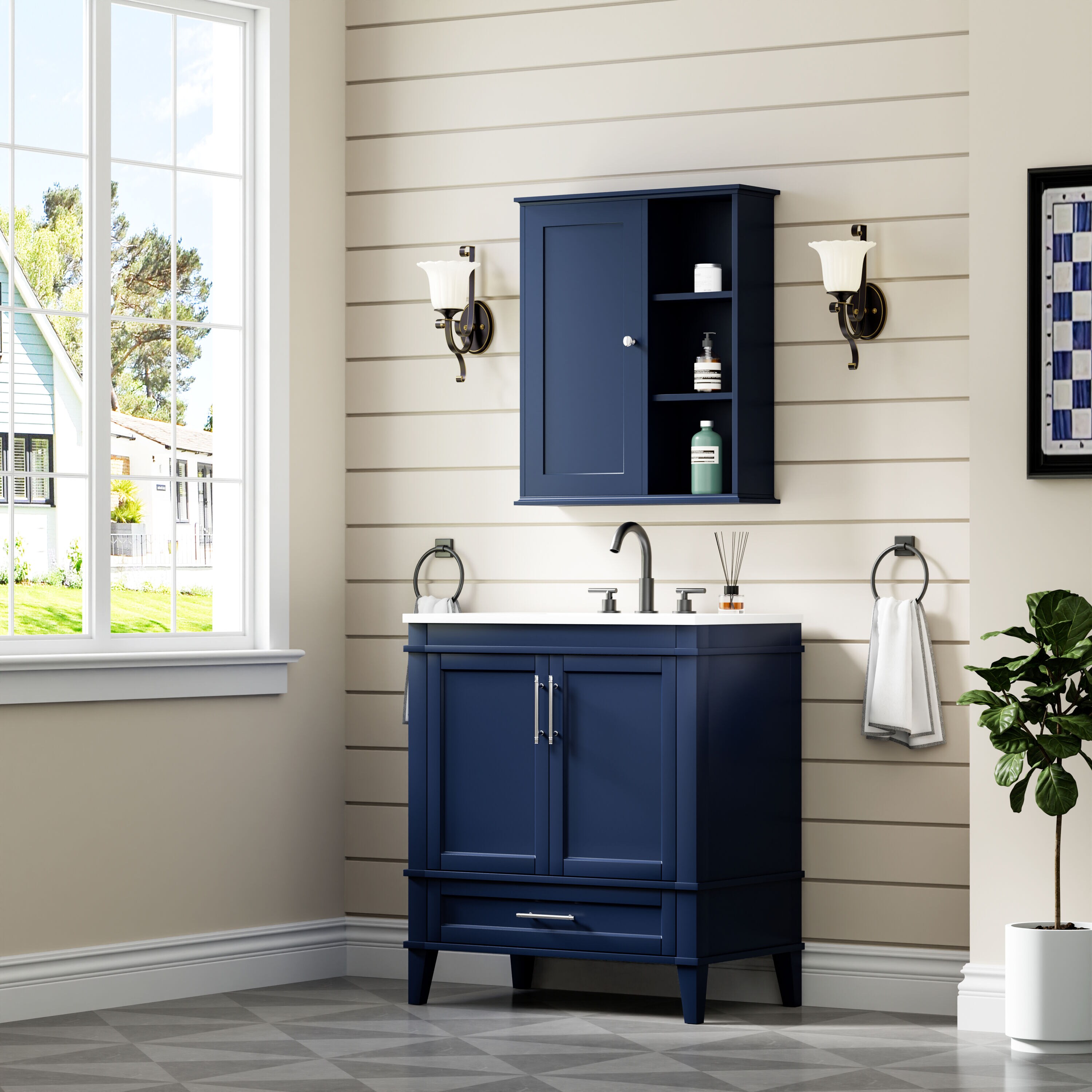 WELLFOR GFKM3C-BL Bathroom-Wall-Cabinets - View #2