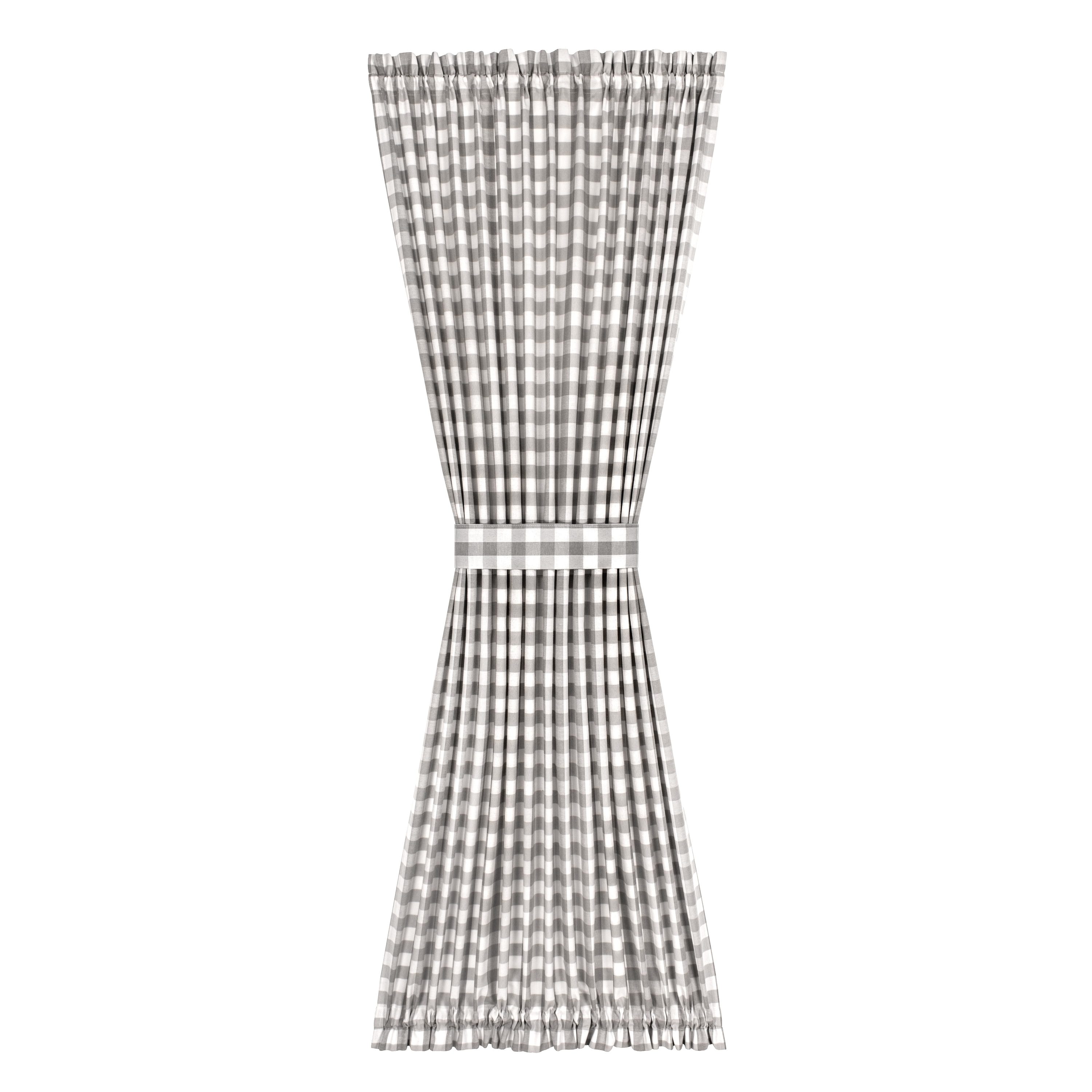 Achim BC54X72GY6 72-Inches Grey Plaid Light filtering Rod pocket Curtain panel pair