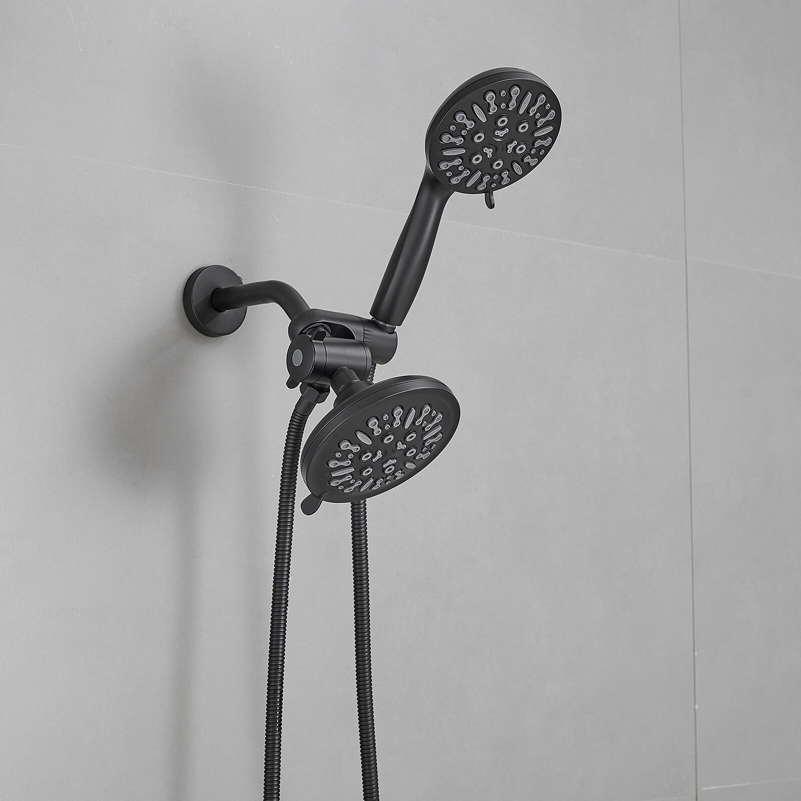 Matte Black Dual Function Rain Shower Faucet Combo Set