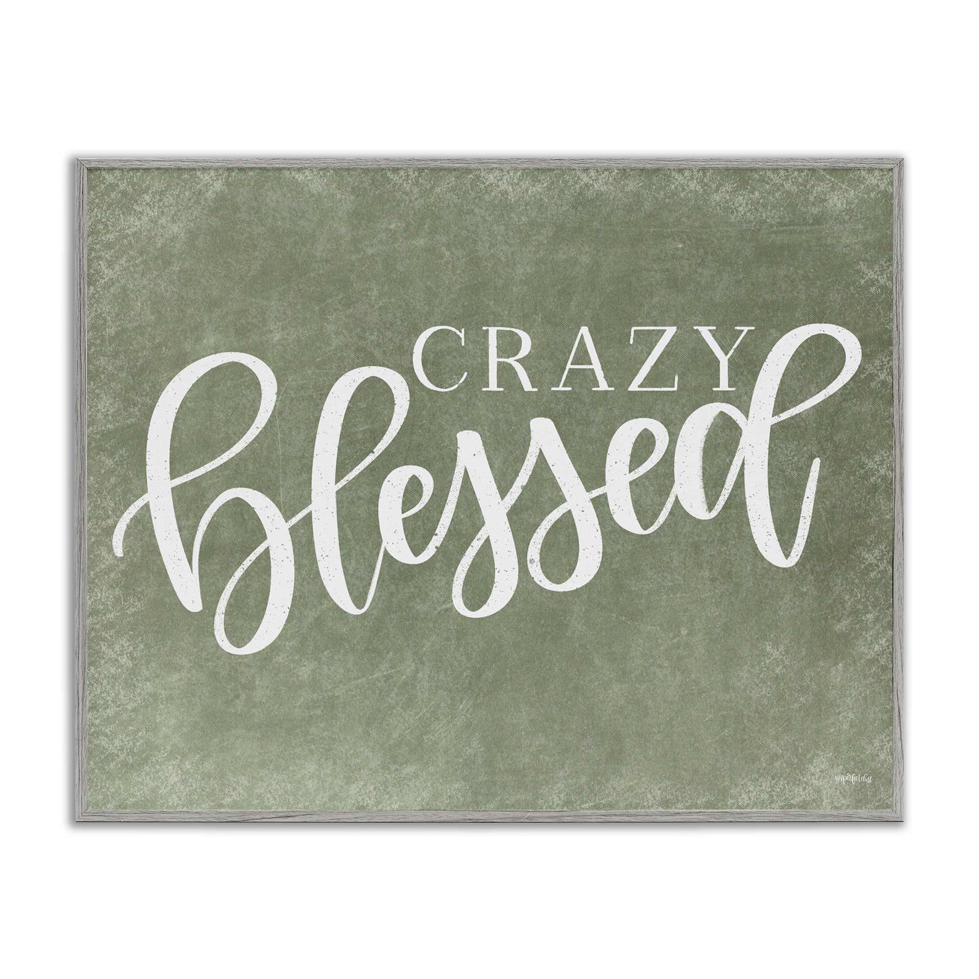 Stupell Industries BS-660-GFF-24X30 Crazy Blessed on Green Gray Framed Giclee Art By Imperfect Dust 30 x 24
