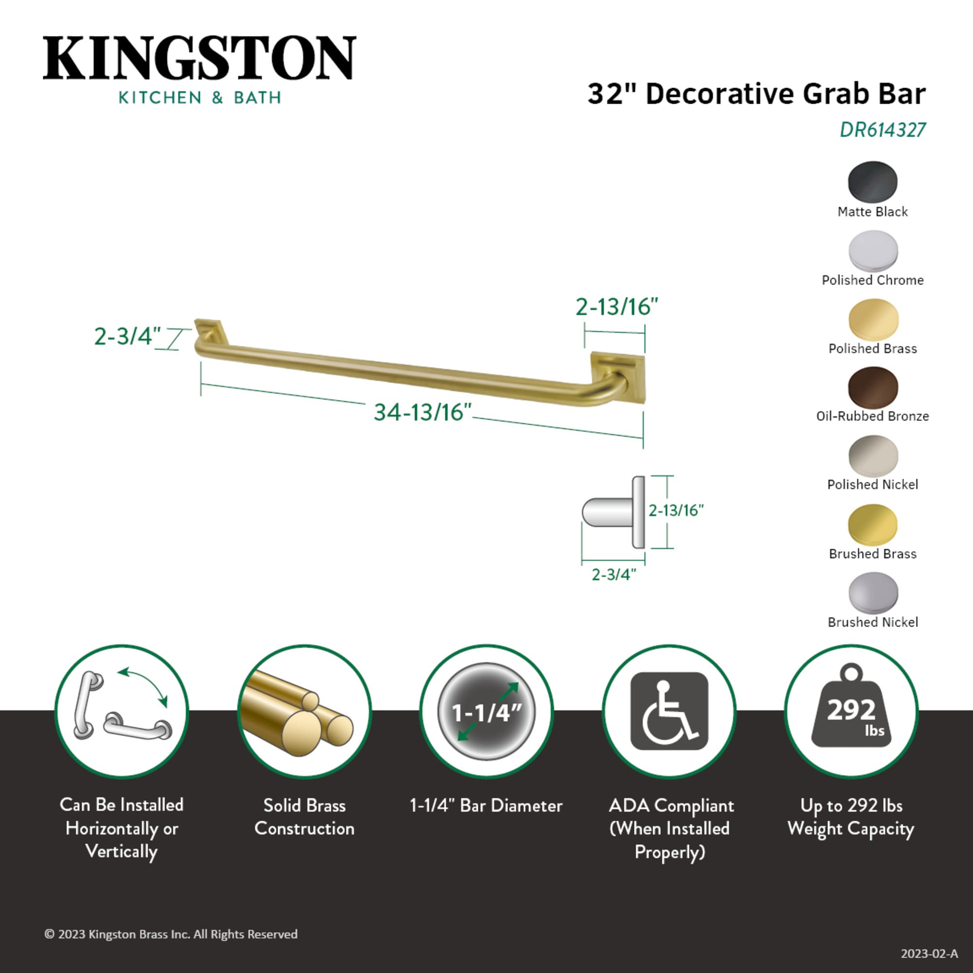 Elements of Design EDR614322 Grab-Bars - View #2
