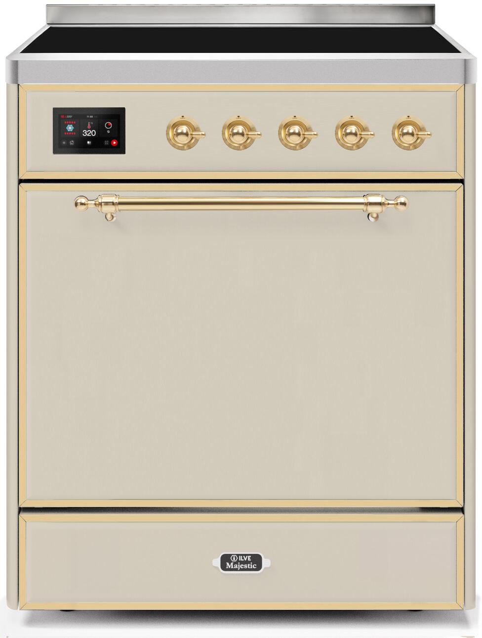 ILVE Majestic 2 30-in 4 Elements Convection Oven Freestanding Induction  Range (Antique White/Brass Trim) at