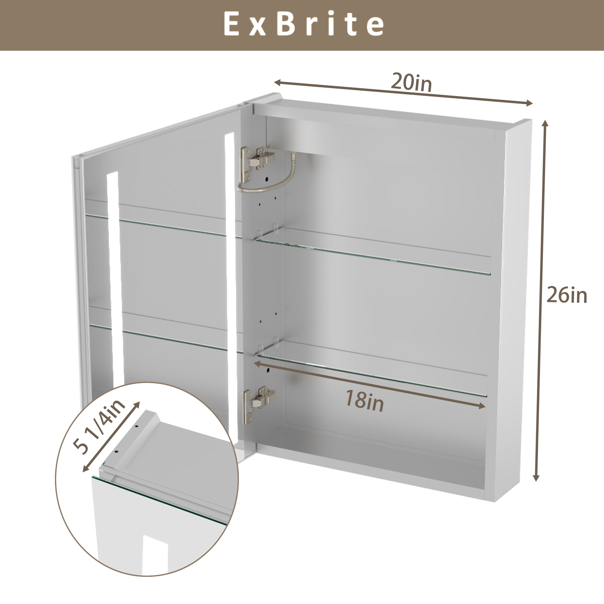 ExBrite DHMC2026V3L Bathroom-Medicine-Cabinets - View #3