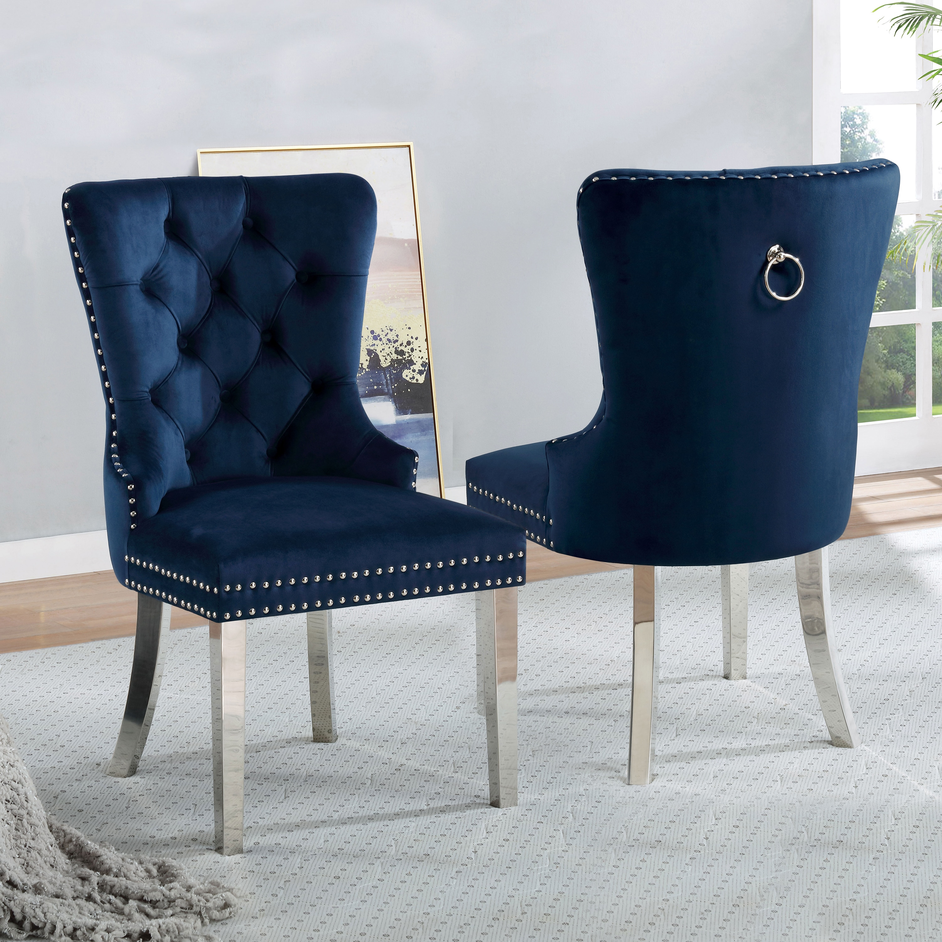Furniture of America IDF-AC261NV Sumava Contemporary/Modern Polyester Upholstered Dining Side Chair (Metal Frame)