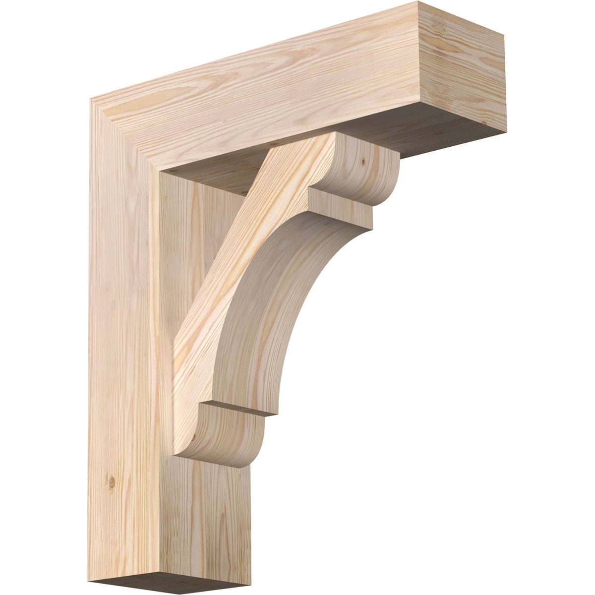 Ekena Millwork 1463775 Olympic block smooth bracket with offset brace 7-1/2-in x 24-in x 28-in Douglas fir Brown Wood Standard bracket