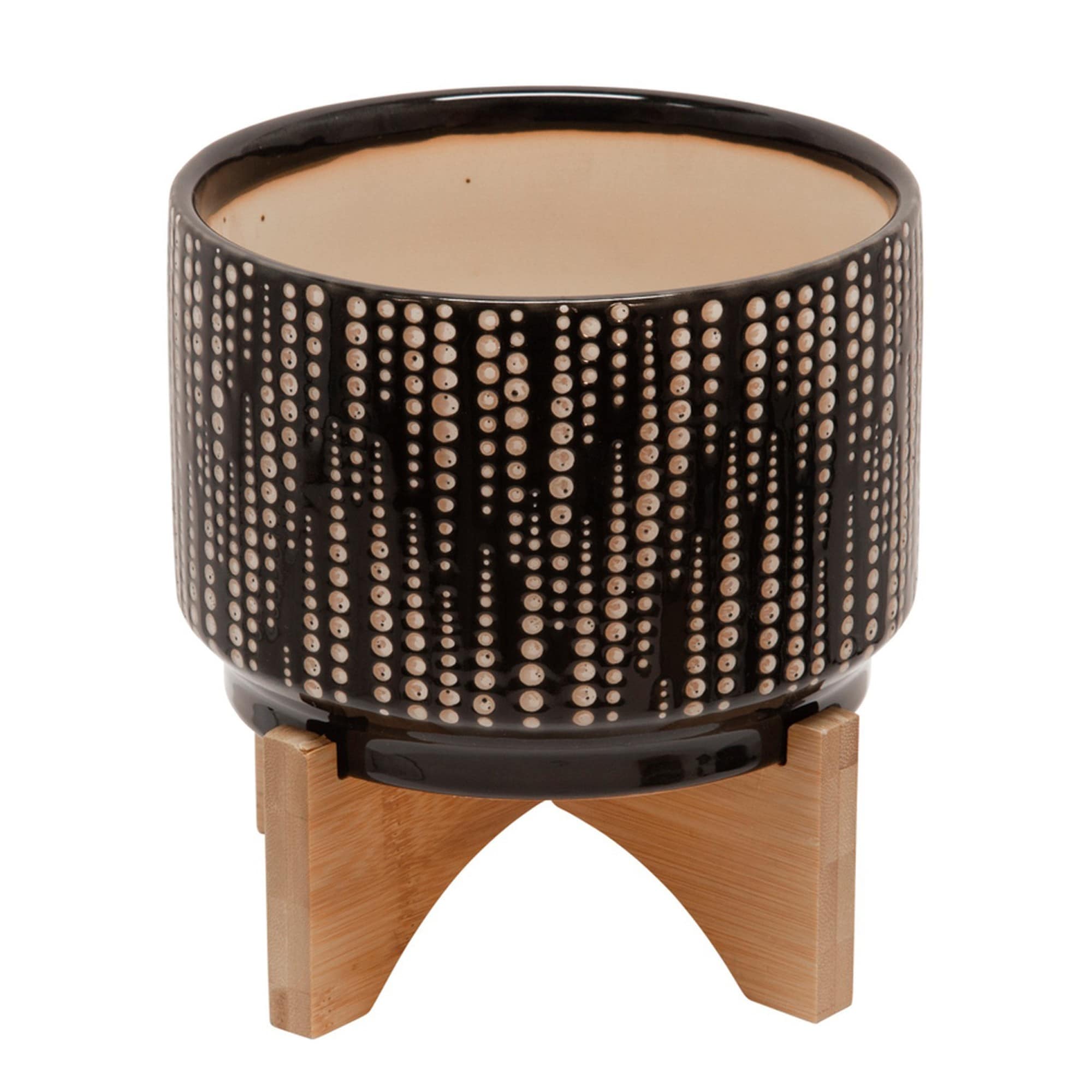 Benzara BM266282 Round 7.01-in W x 4.88-in H Brown Ceramic Indoor/Outdoor Planter