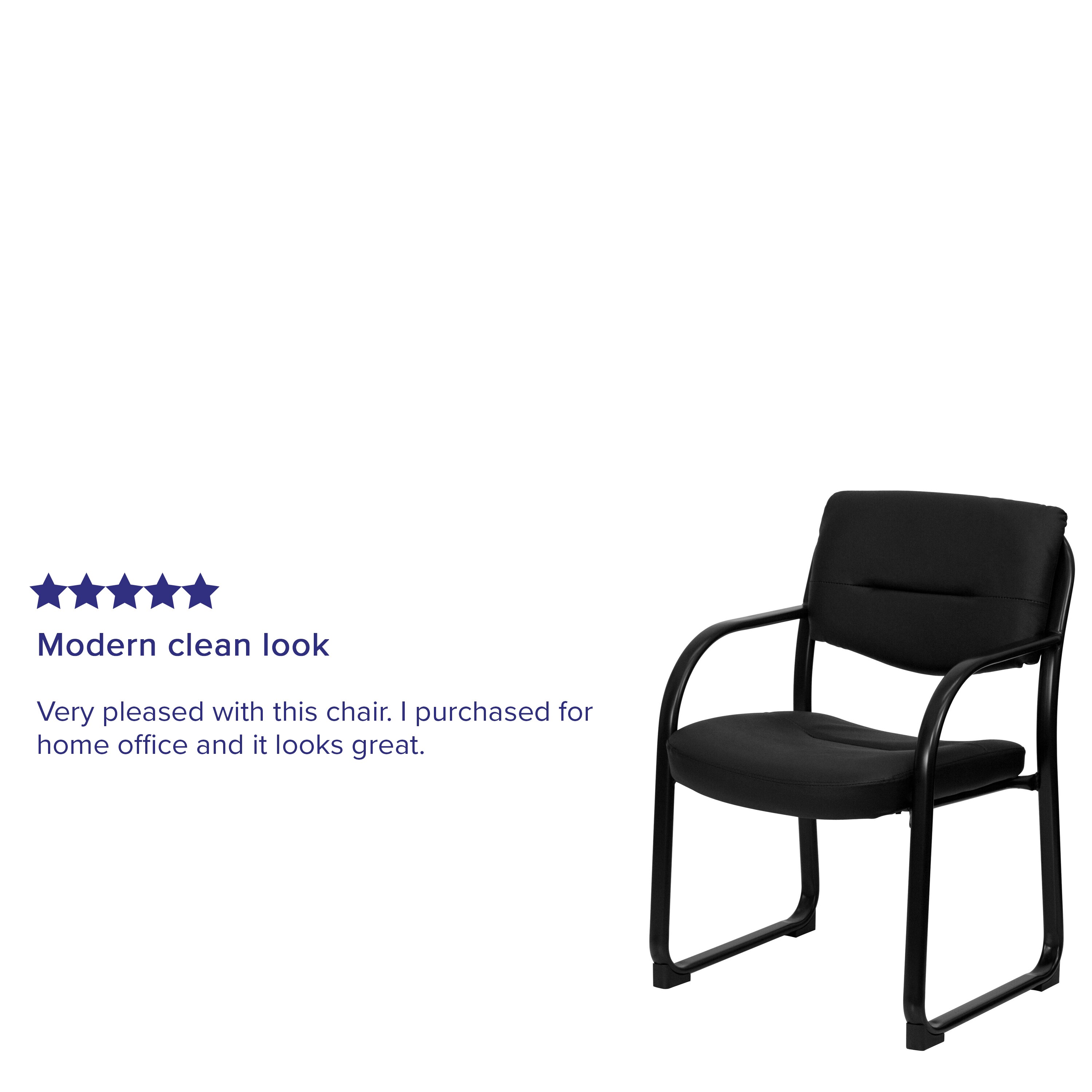 Contemporary Black LeatherSoft Executive Office Chair with Sled Base