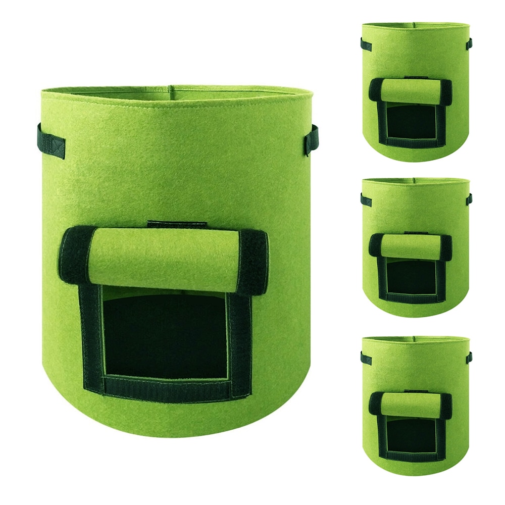 Agfabric GBM3035P4G7G 4 -Pack Round 11.8-Inches W Large Green Fabric Indoor/Outdoor Grow bag