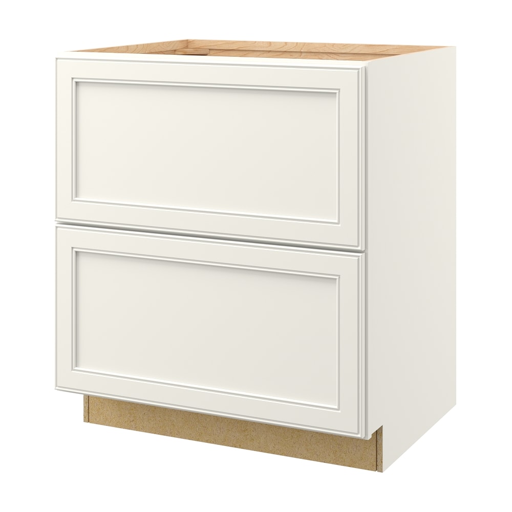 allen + roth McKeller 30-in W x 34.5-in H x 24-in D Linen 3-Drawer Base Fully Assembled Cabinet (Flat Panel Style)
