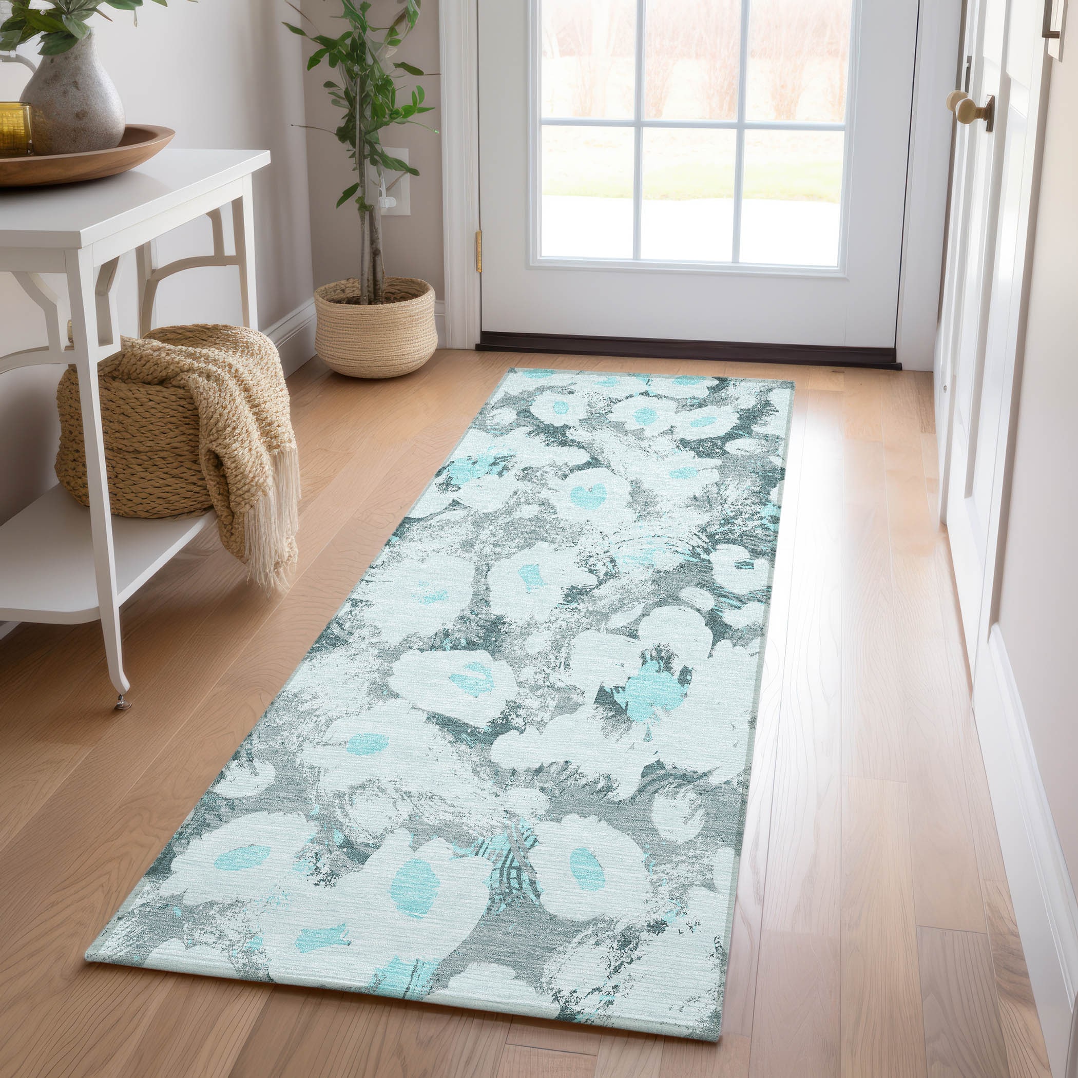 Addison Rugs ACN538TE2X8 Chantille 2 x 7 (ft) Polyester Teal Rectangular Indoor/Outdoor Geometric Farmhouse/Cottage Machine washable Area rug
