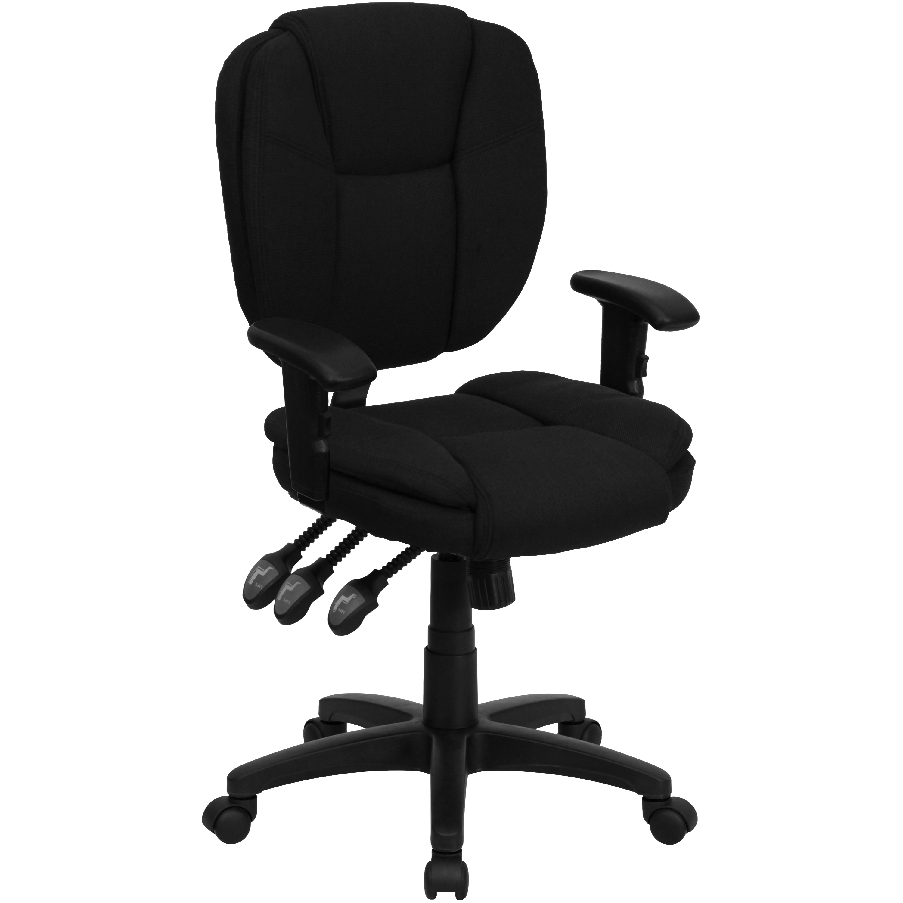 Flash Furniture 812581017878 Caroline Black Fabric Contemporary Adjustable Height Swivel Fabric Task Chair