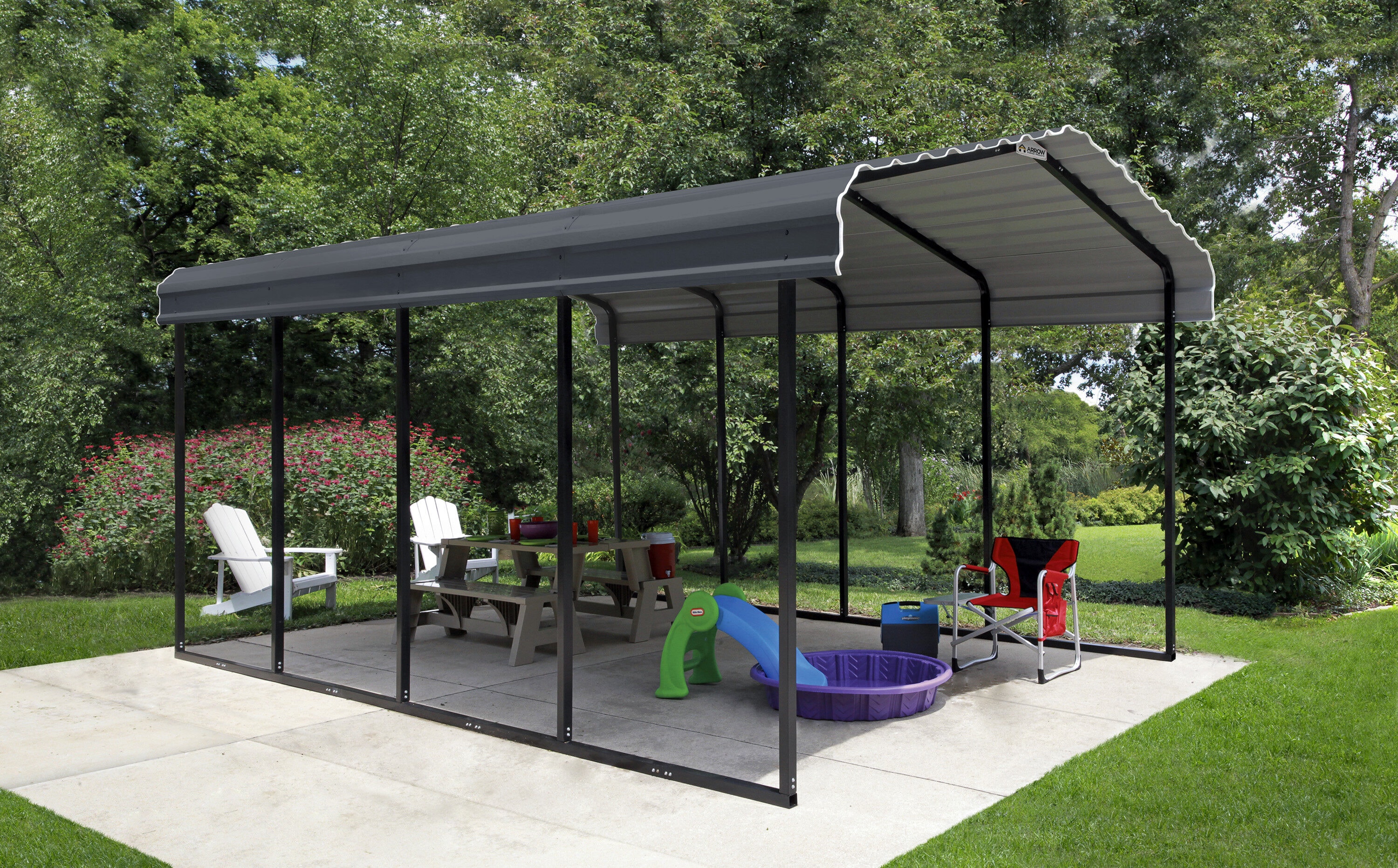12' x 20' Charcoal Galvanized Steel Carport Shelter