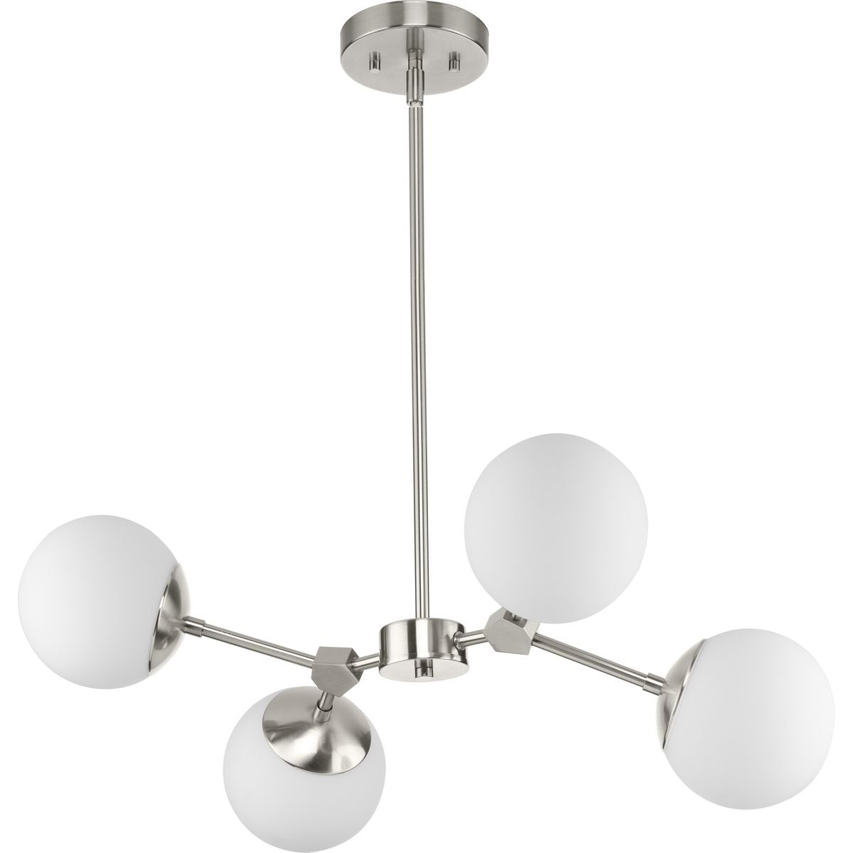 Progress Lighting P400307-009 Haas 4 -Light Brushed Nickel Mid-century For Use in Bedrooms, Dining Rooms, Foyers, Kitchens, Living Rooms Chandelier