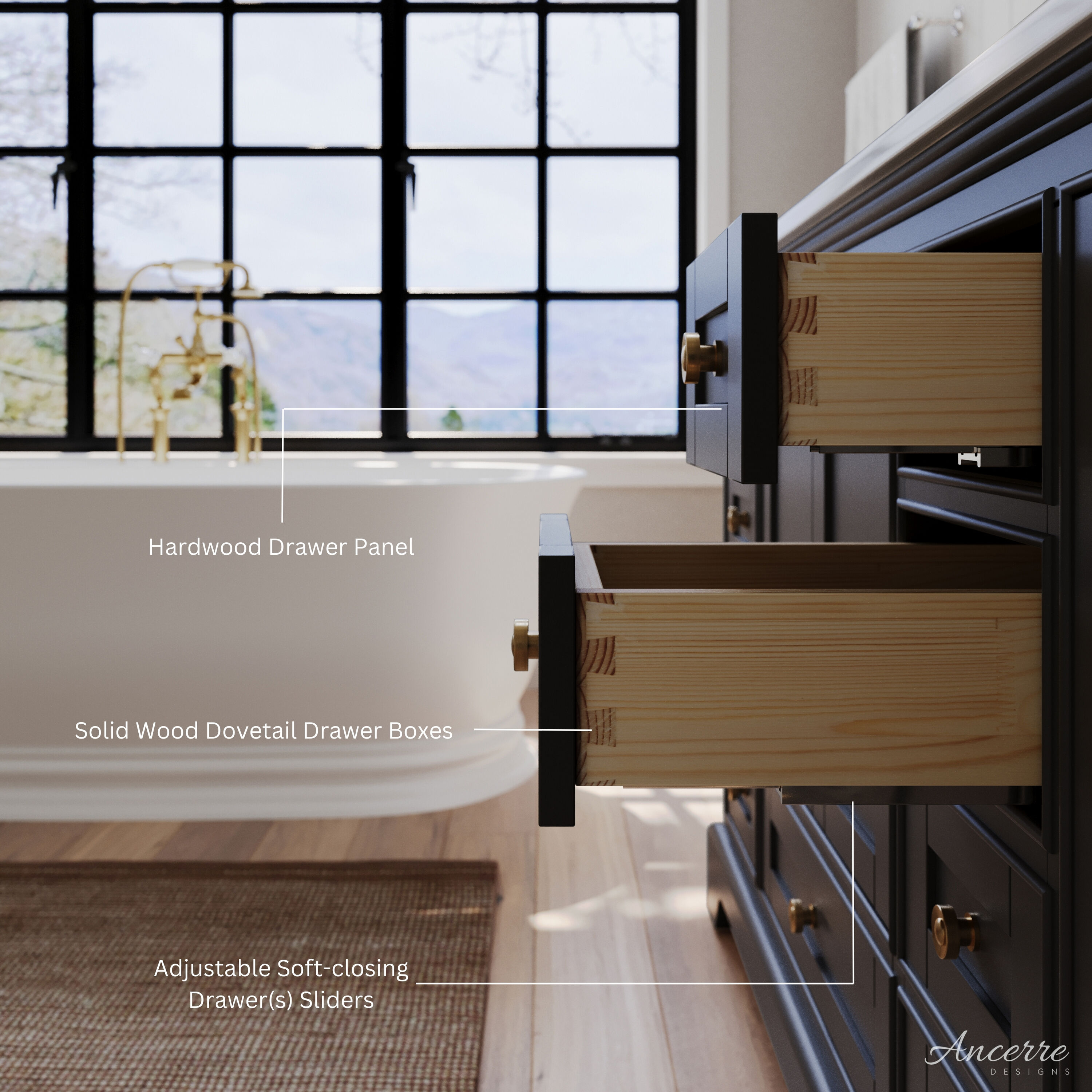 Ancerre Designs VTSAUDREY84BO-QCL-GD Bath-Vanity-Combo - View #7