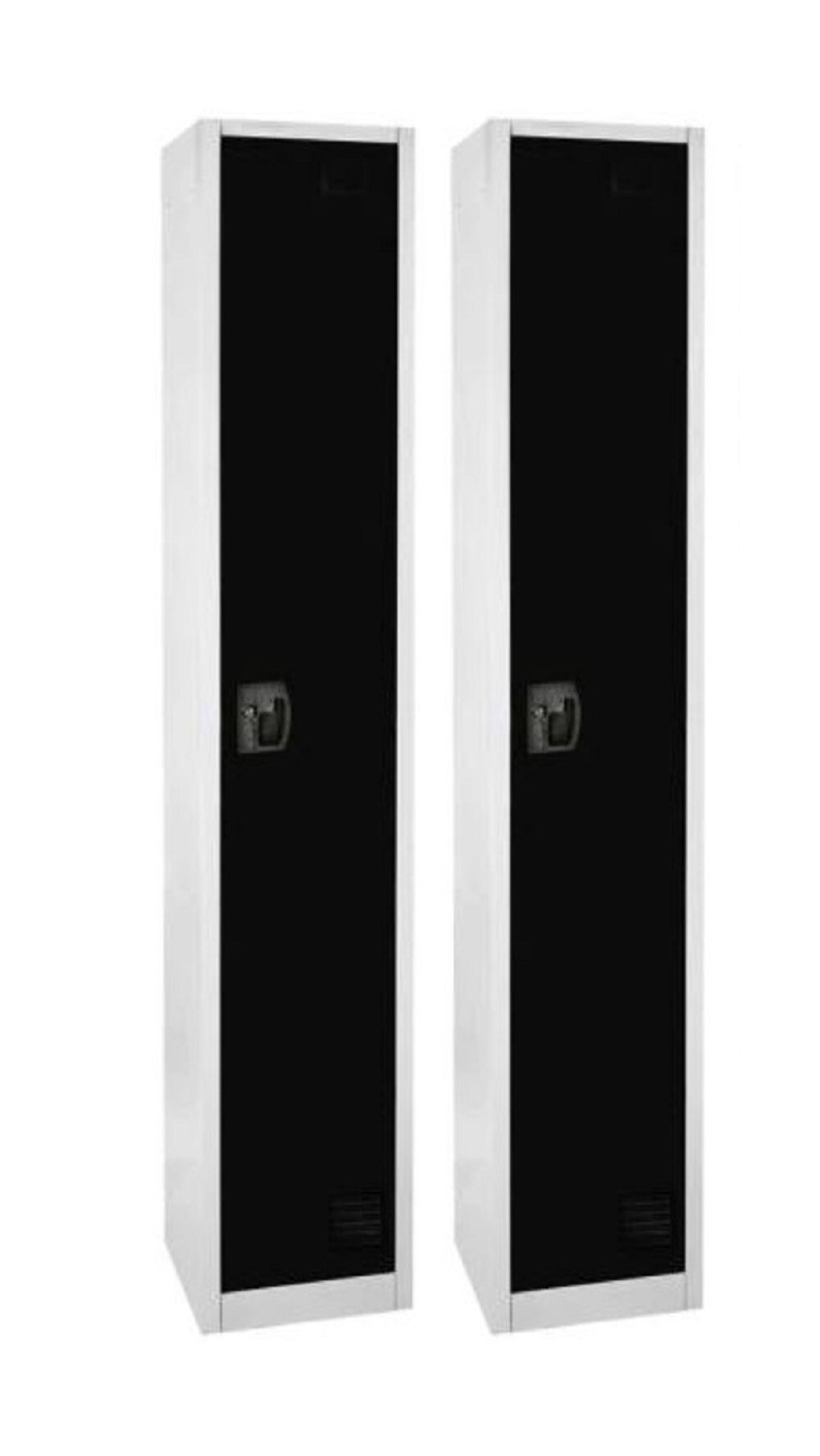 72" Black and Silver Steel Freestanding Office Lockers (Set of 2)