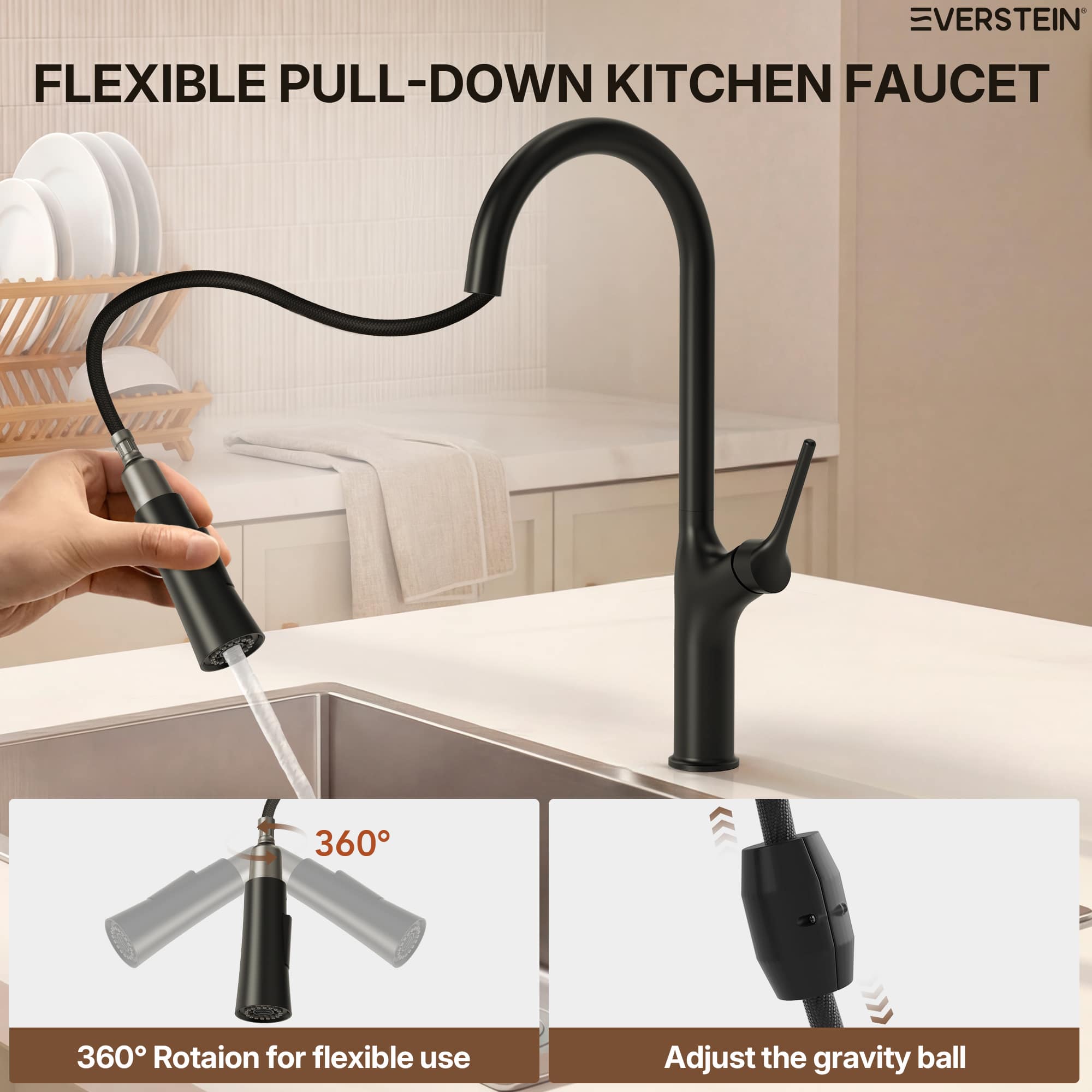 EVERSTEIN SFS-1300K-BK Kitchen-Faucets - View #9