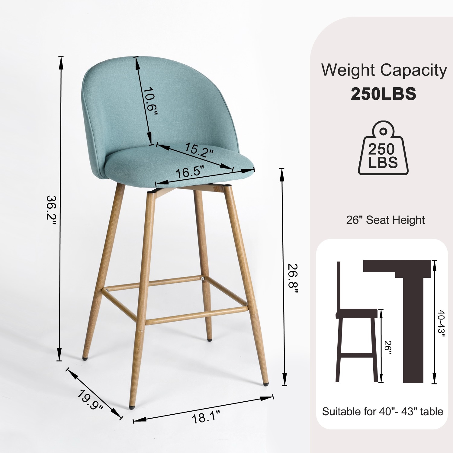 Homy Casa HASEEB BLUE 2 stools - View #3