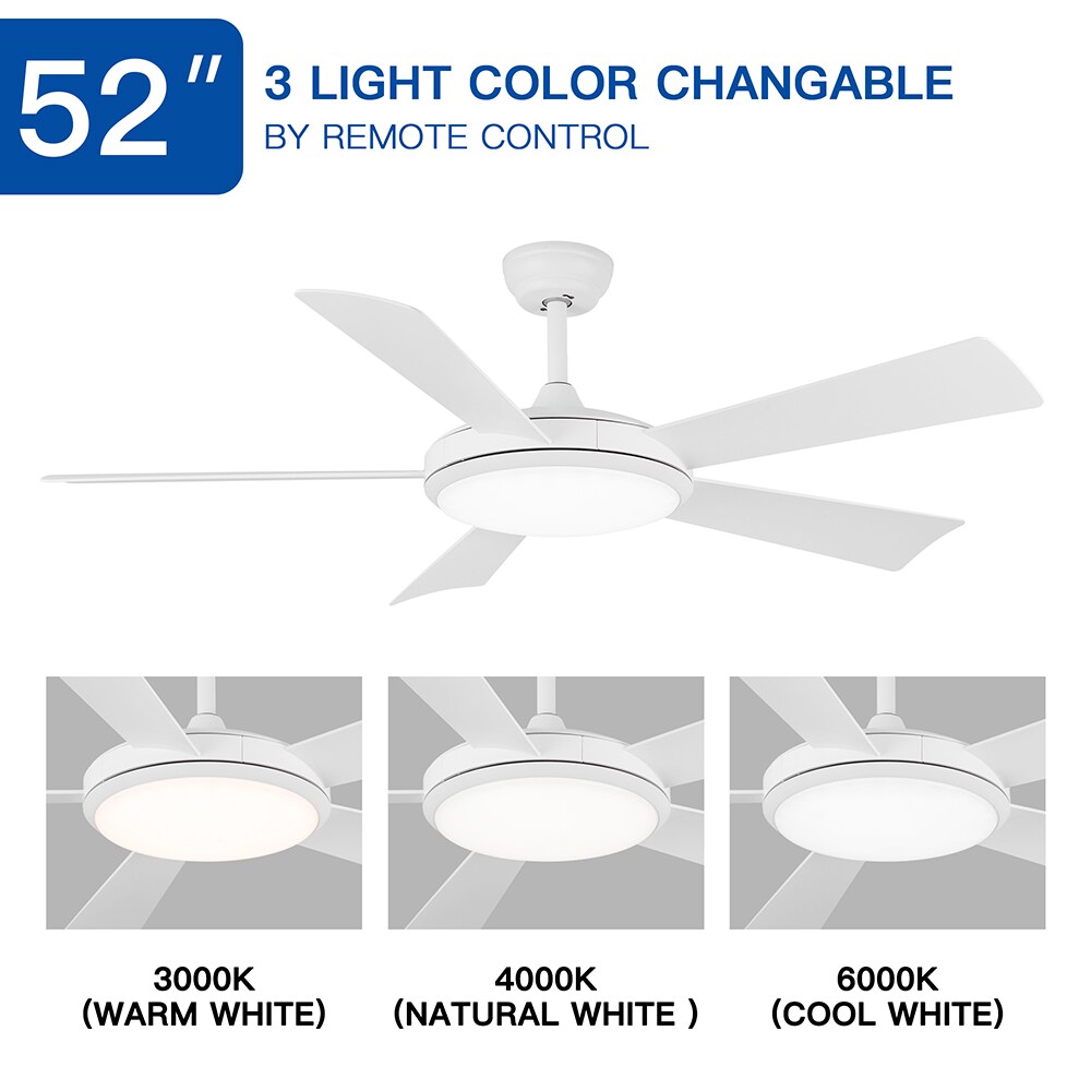 Sunrinx YUHAO 52-in White Color-changing Indoor/Outdoor Ceiling 